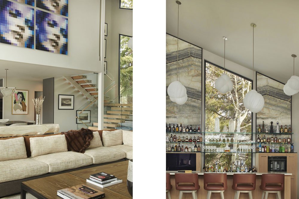 Kirsten Hepburn Photography, interior design, Allen Kirsch, Park City ski home, Mick Jagger painting by Warhol, Kate Moss,  Onyx and window bar