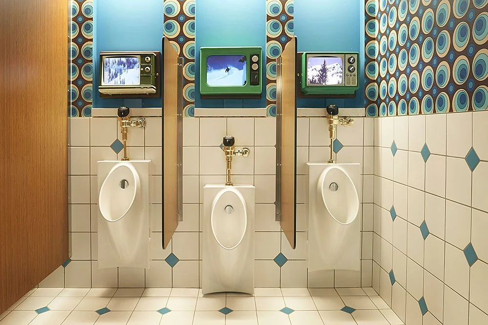 Kirsten Hepburn Photography Snowbird Restaurant 71 mens bathroom interior design and architecture by GSBS