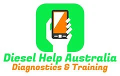 Logo of Diesel Help Australia featuring a smartphone with a wrench, text 'Diesel Help Australia Diagnostics & Training' in green and orange.
