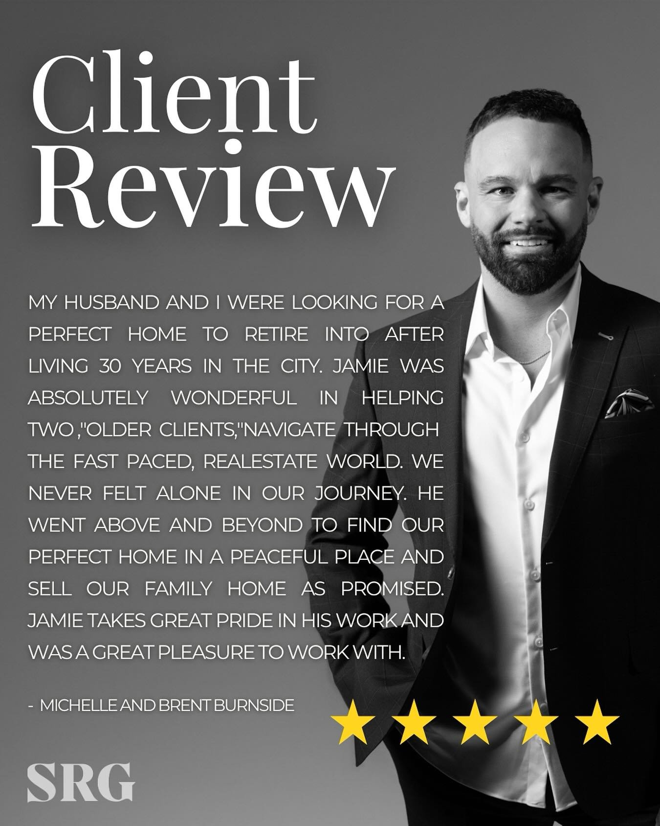 ⭐️⭐️⭐️⭐️⭐️

Michelle and Brent&rsquo;s journey was one of transition and trust. After 30 years in the city, they worked with @jamieszeibert to sell their family home and find the right place to begin their next chapter.

The SRG team is honoured to h