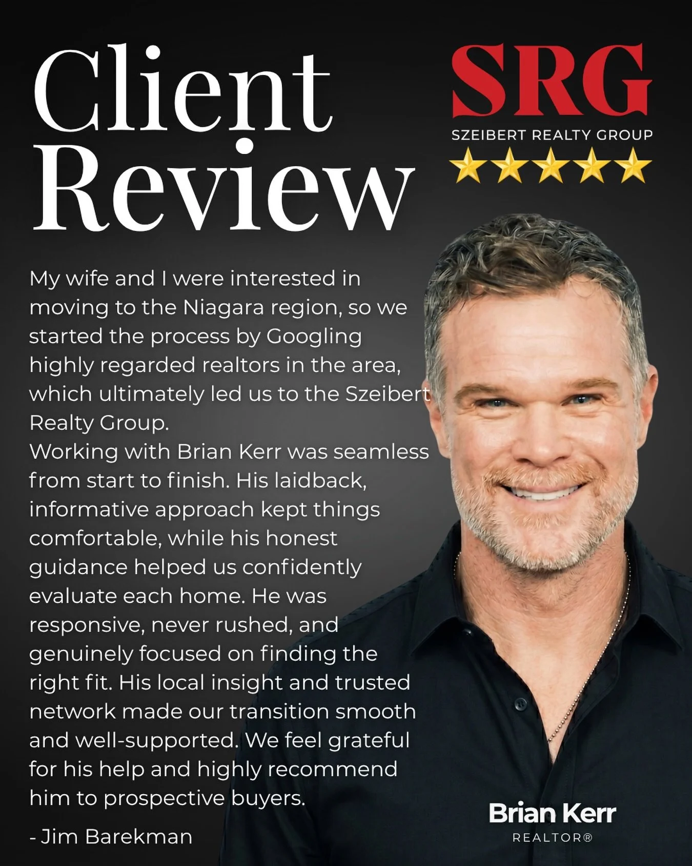 ⭐️⭐️⭐️⭐️⭐️

&ldquo;Brian is a professional from beginning to end.&rdquo;

A strong result by @thebriankerr_ , guiding our clients through a well-informed and confident move into the Niagara region. His calm, informative approach, honest perspective, 