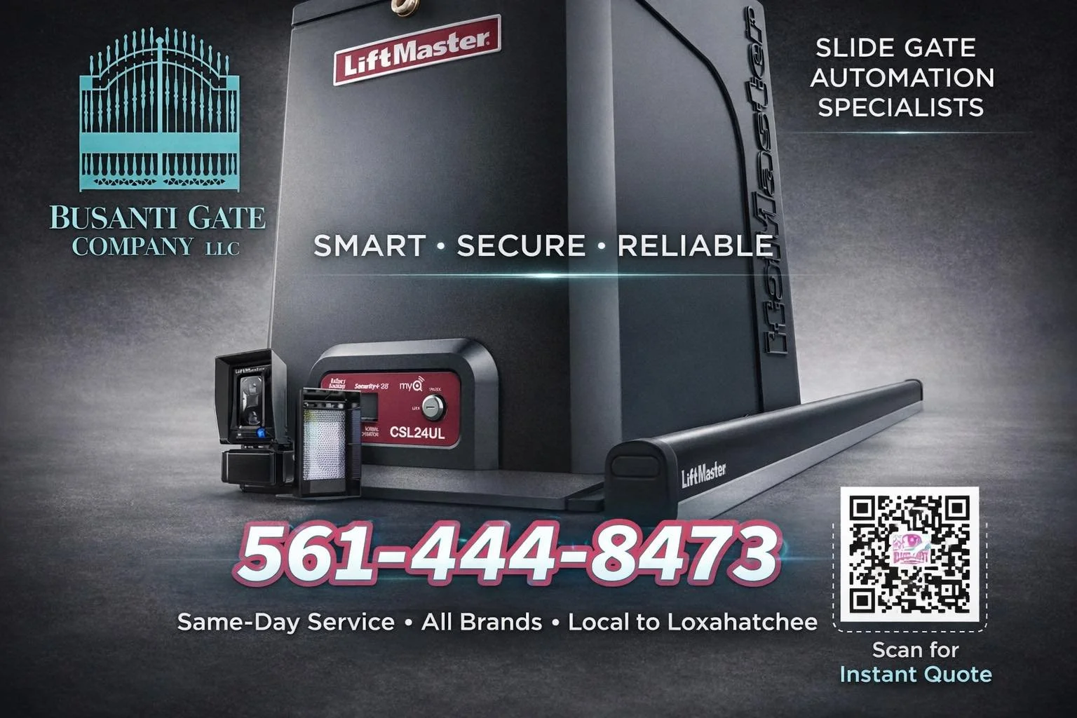 BUSANTI GATE COMPANY LIFTMASTER SLIDING GATE MOTOR IN PALM BEACH COUNTY