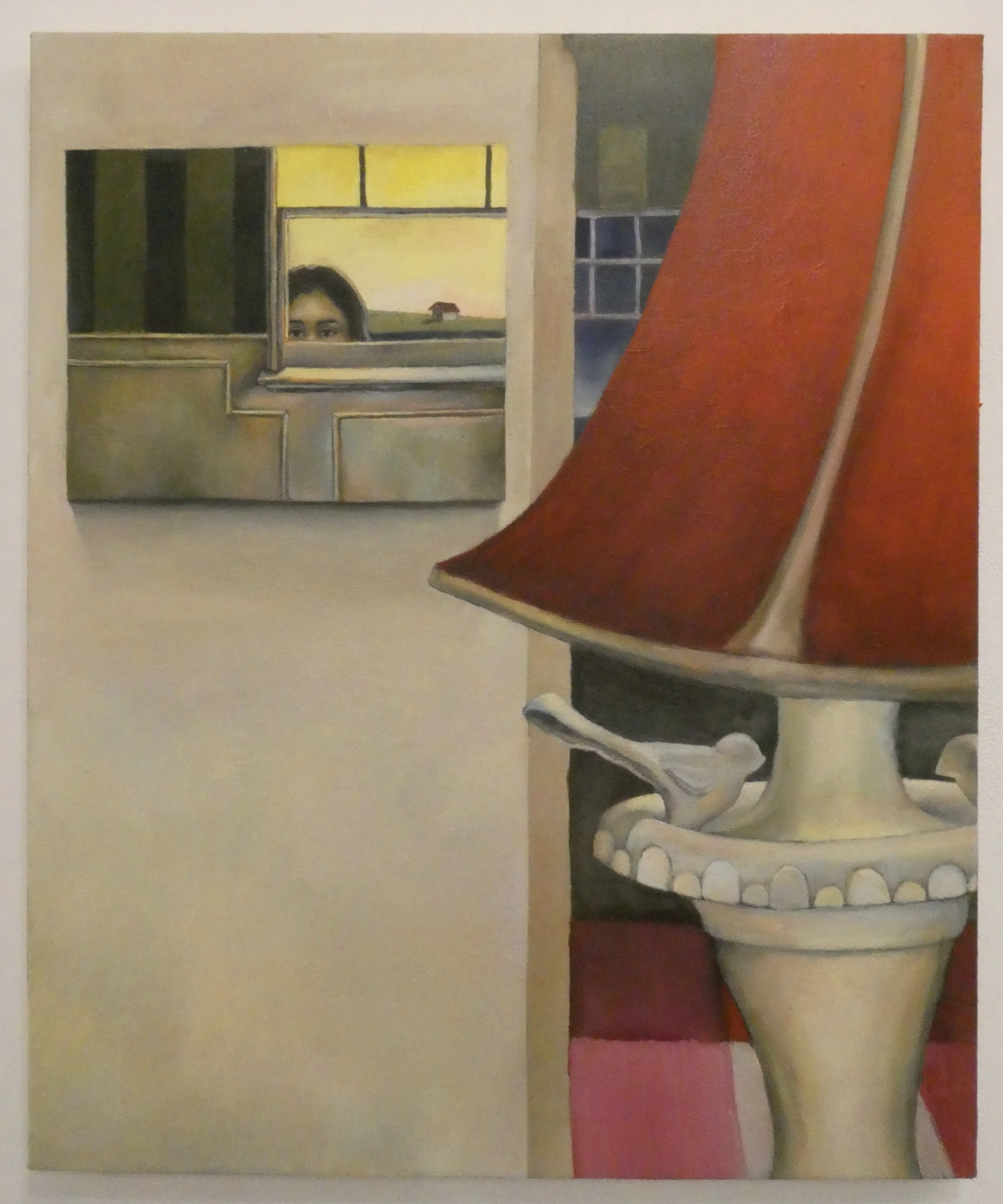 Lamp, Wall, Room, 2026, oil on canvas, 40 x 30 in
