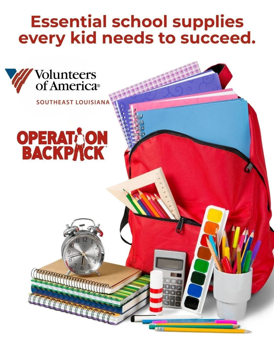 Volunteers of America Southeast Louisiana seeks community support to fill backpacks to help students reach their full potential