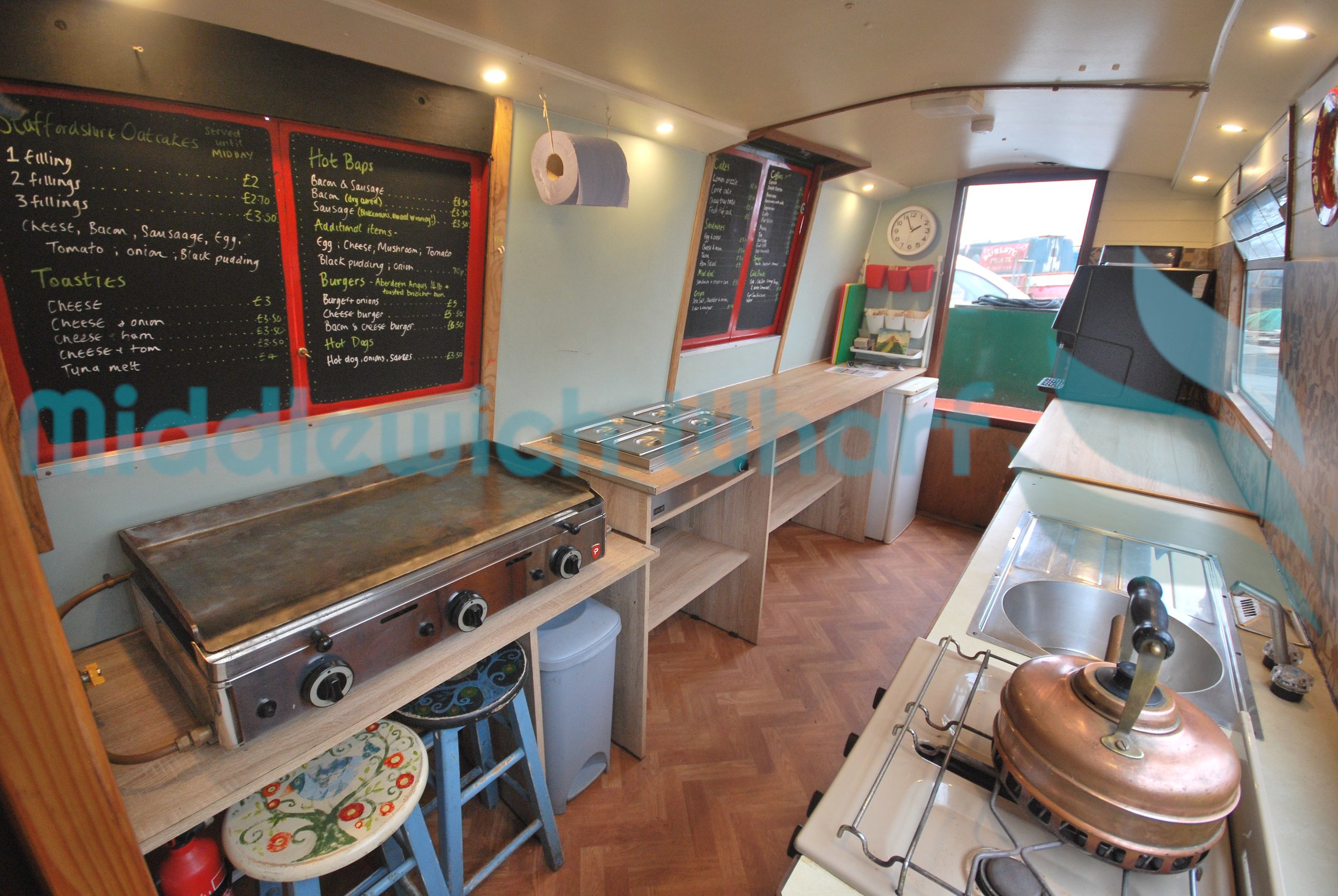 Before conversion to a pizza boat - we totally gutted her and amade her ready for our high standards of food hygiene.