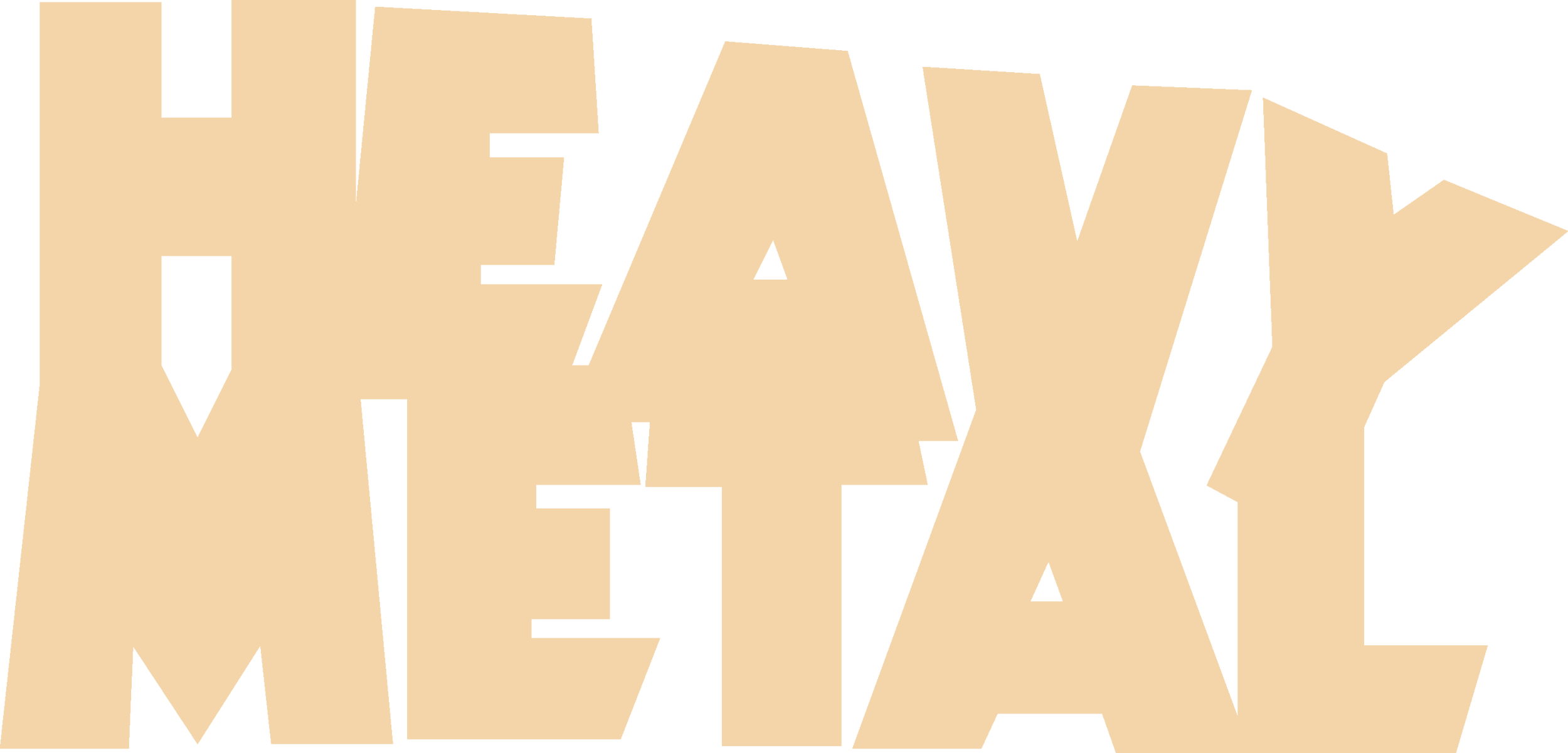 The words "HEAVY METAL" in large, bold, beige-colored, three-dimensional letters.