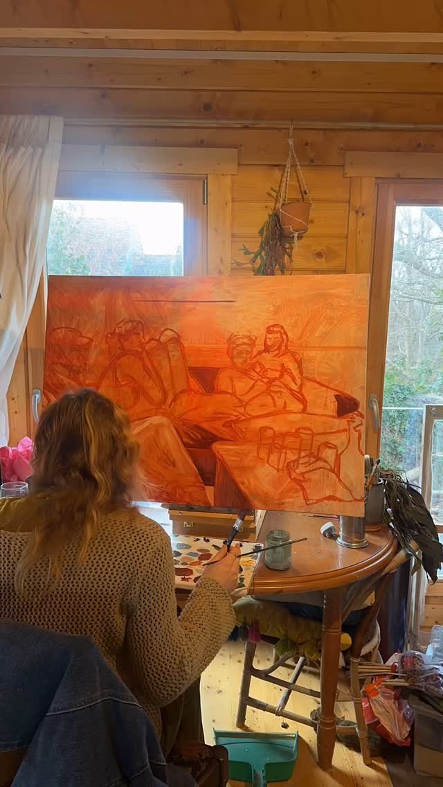 Working on a new painting in the shed. Trying to keep to some warm colours to combat the grey weather
.
.
.
.
.
.
#oilpainting #contemporaryart #figurativepainting #painting #contemporarypainting #welshart