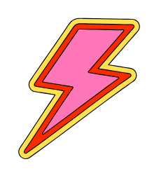 Colorful lightning bolt icon with pink fill and yellow outline