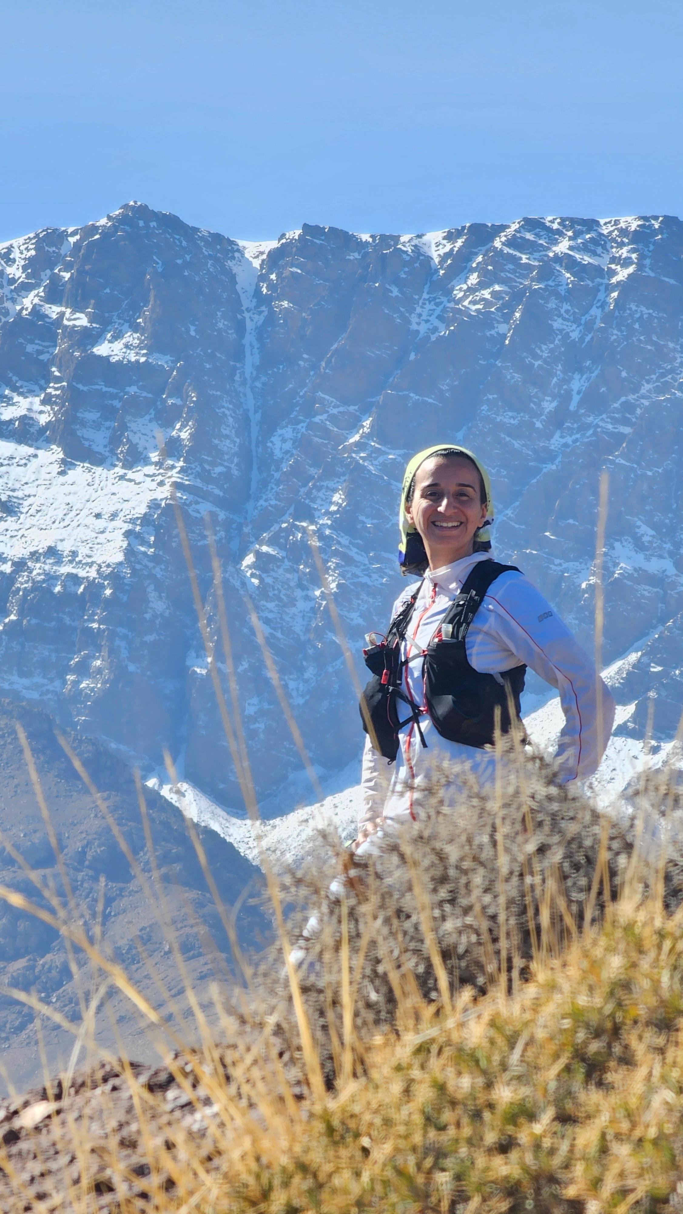 Trail runner mid runner Imlil, High Atlas mountains, Morocco