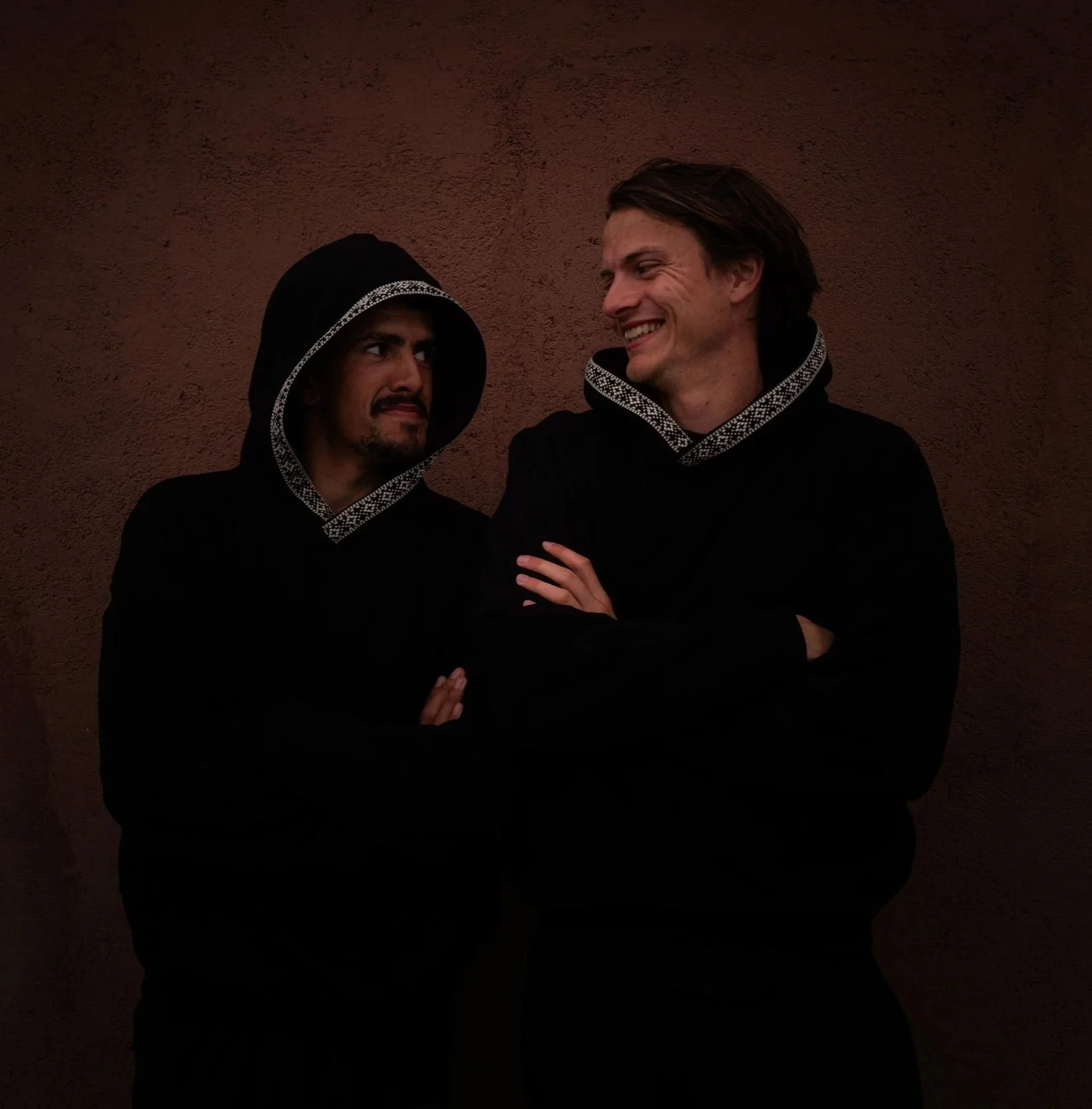 Trail runners in Morocco wearing the Marrakech hoodie in Imlil, the High Atlas Mountains