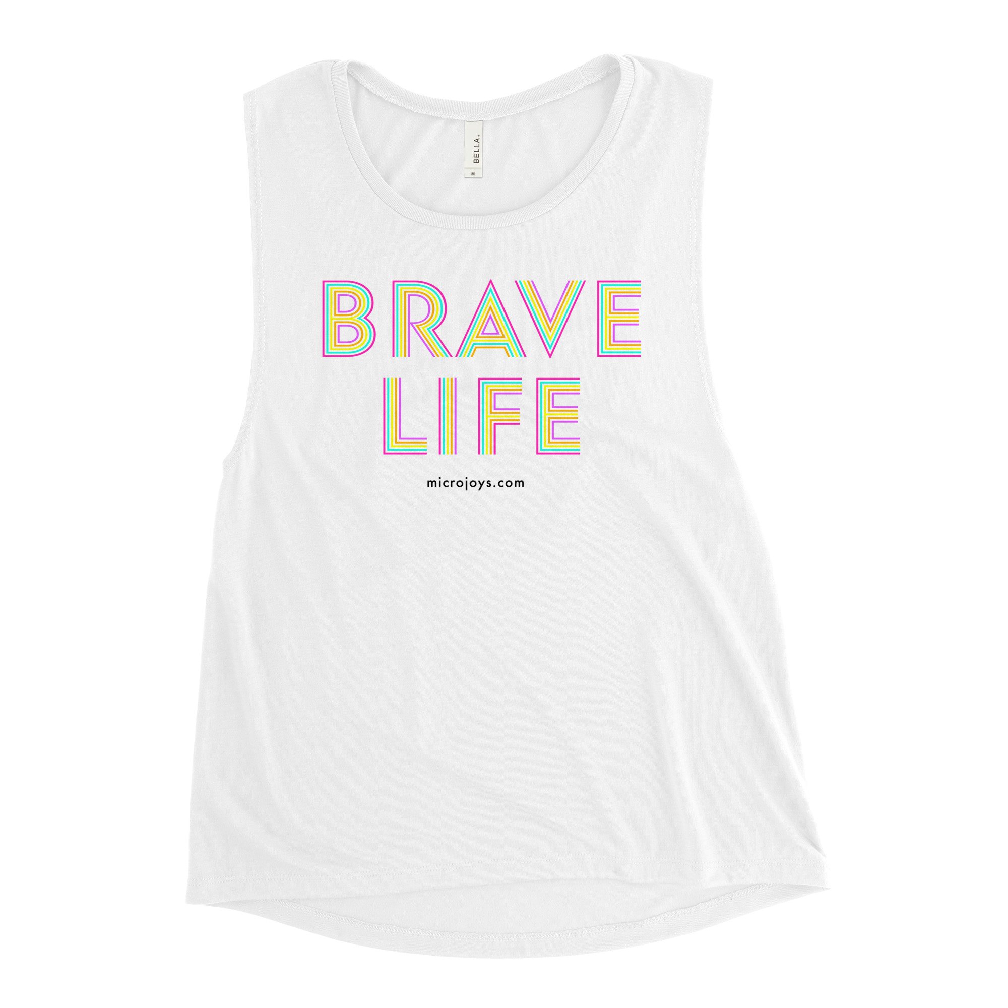 Brave Life Women's White Muscle Tank