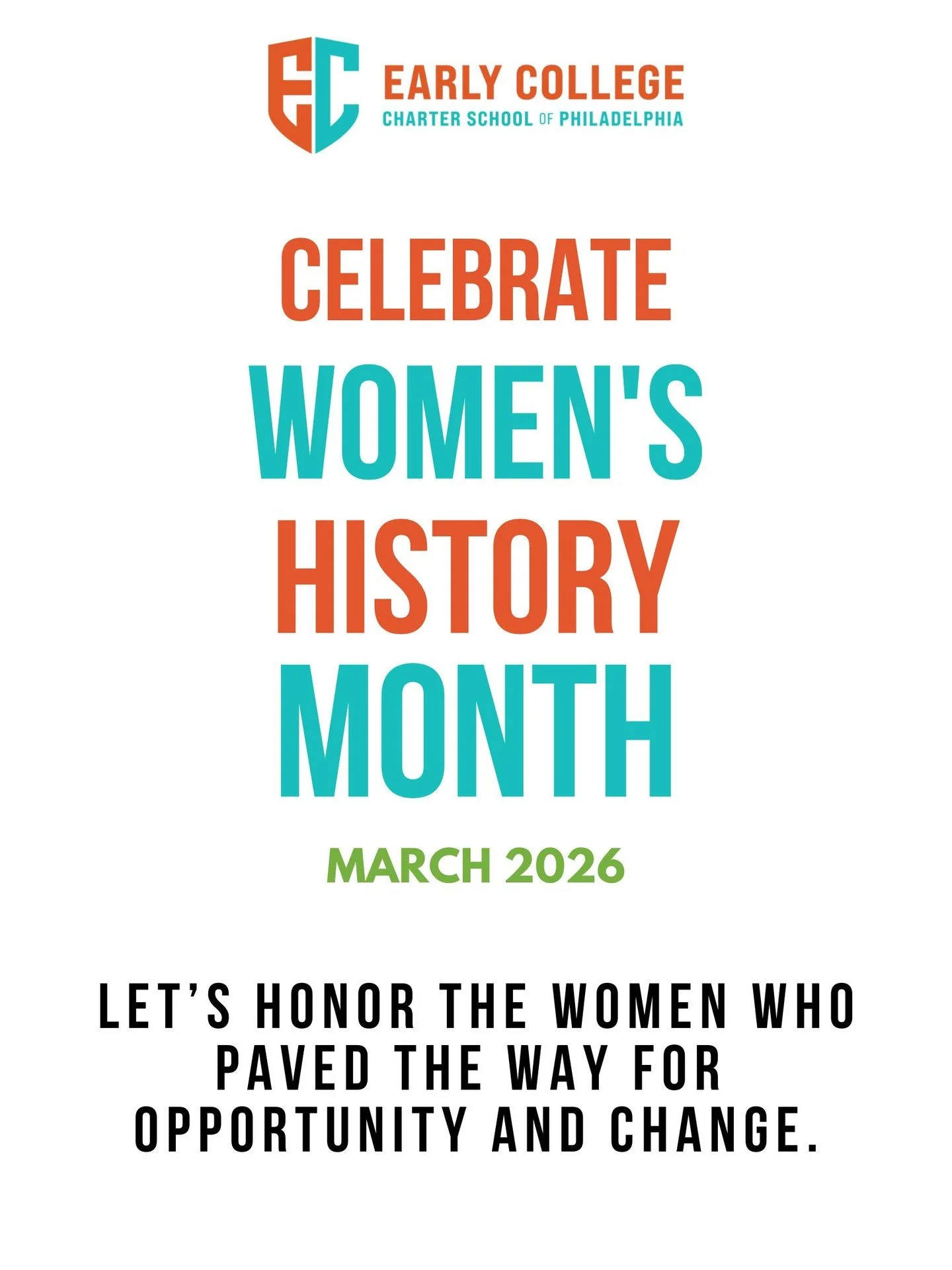 This March, Early College Charter School of Philadelphia celebrates the women who have shaped education, expanded opportunity, and opened doors for future generations.

At ECPHL, we believe in creating spaces where every student is encouraged to lead