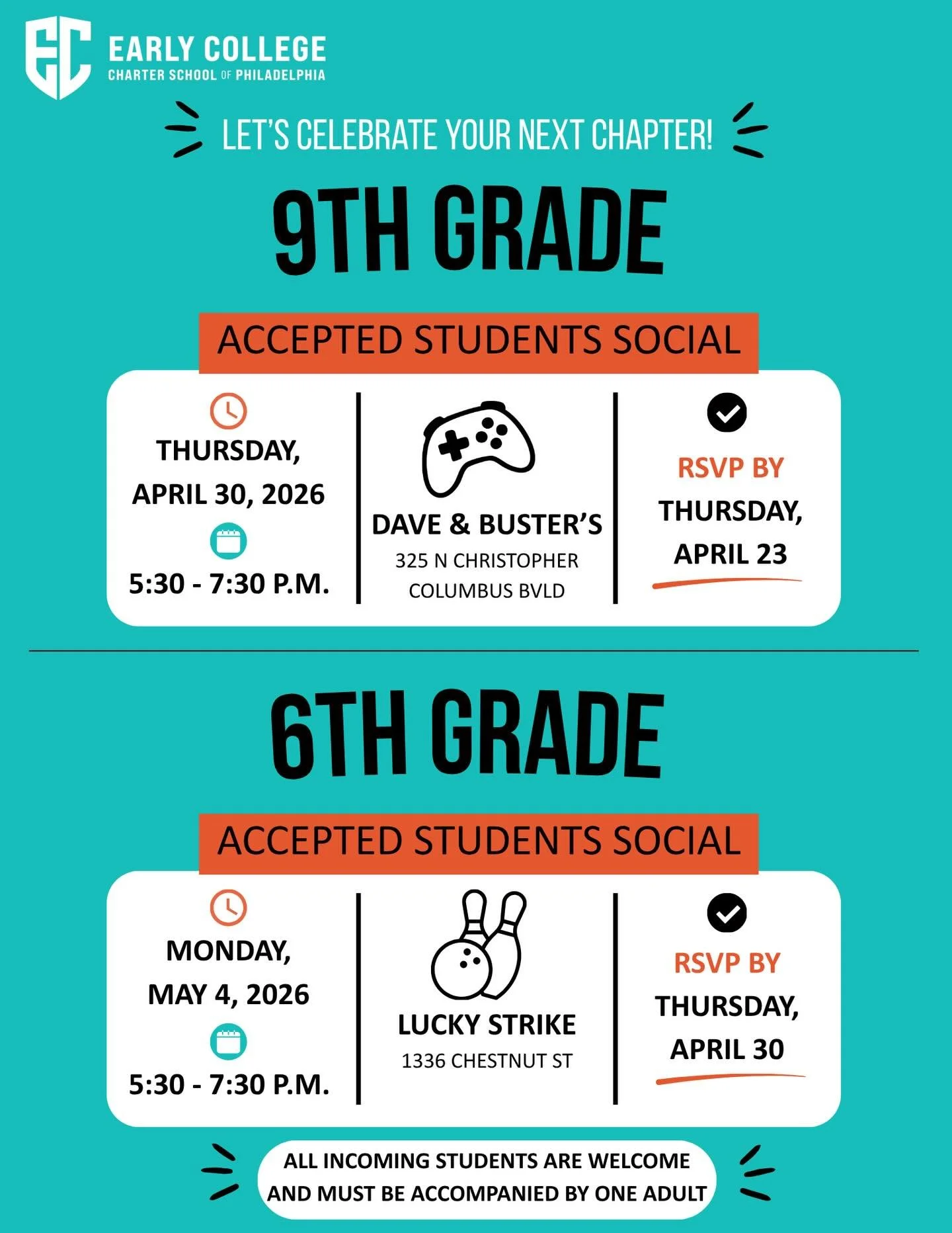 Let&rsquo;s celebrate your next chapter 🎉

We&rsquo;re excited to welcome our accepted students at our upcoming 6th and 9th Grade Socials. This is a chance to meet future classmates, connect with the ECPHL community, and have some fun together.

📍 