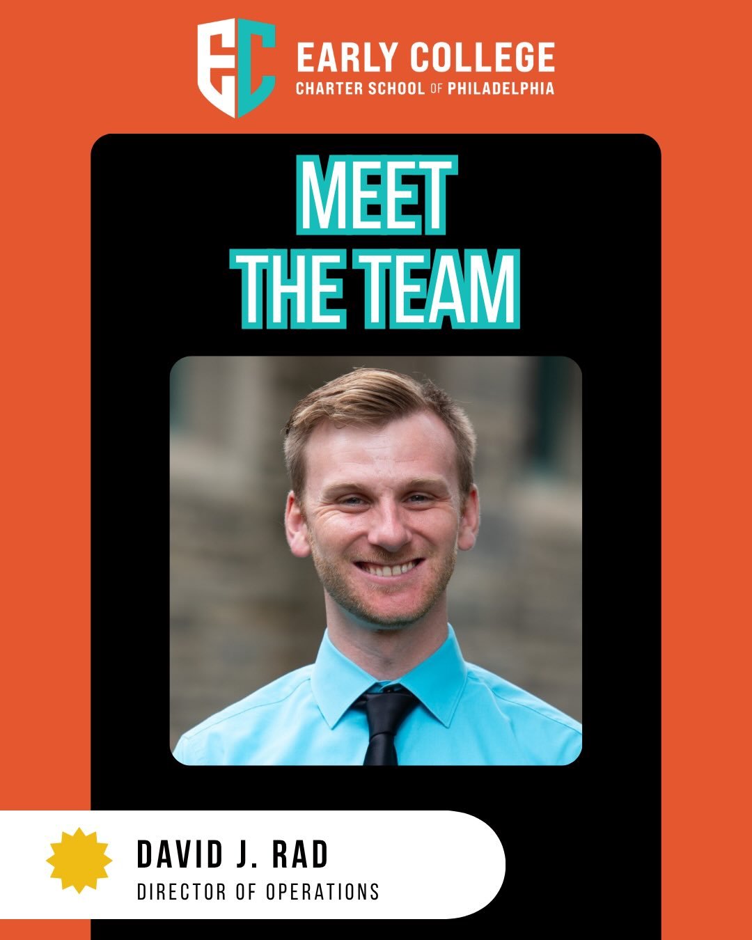 Meet David J. Rad, our Director of Operations 👋

At Early College Charter School of Philadelphia, we are proud to welcome David Rad to our founding team. David brings a strong background in both school leadership and classroom instruction, having se