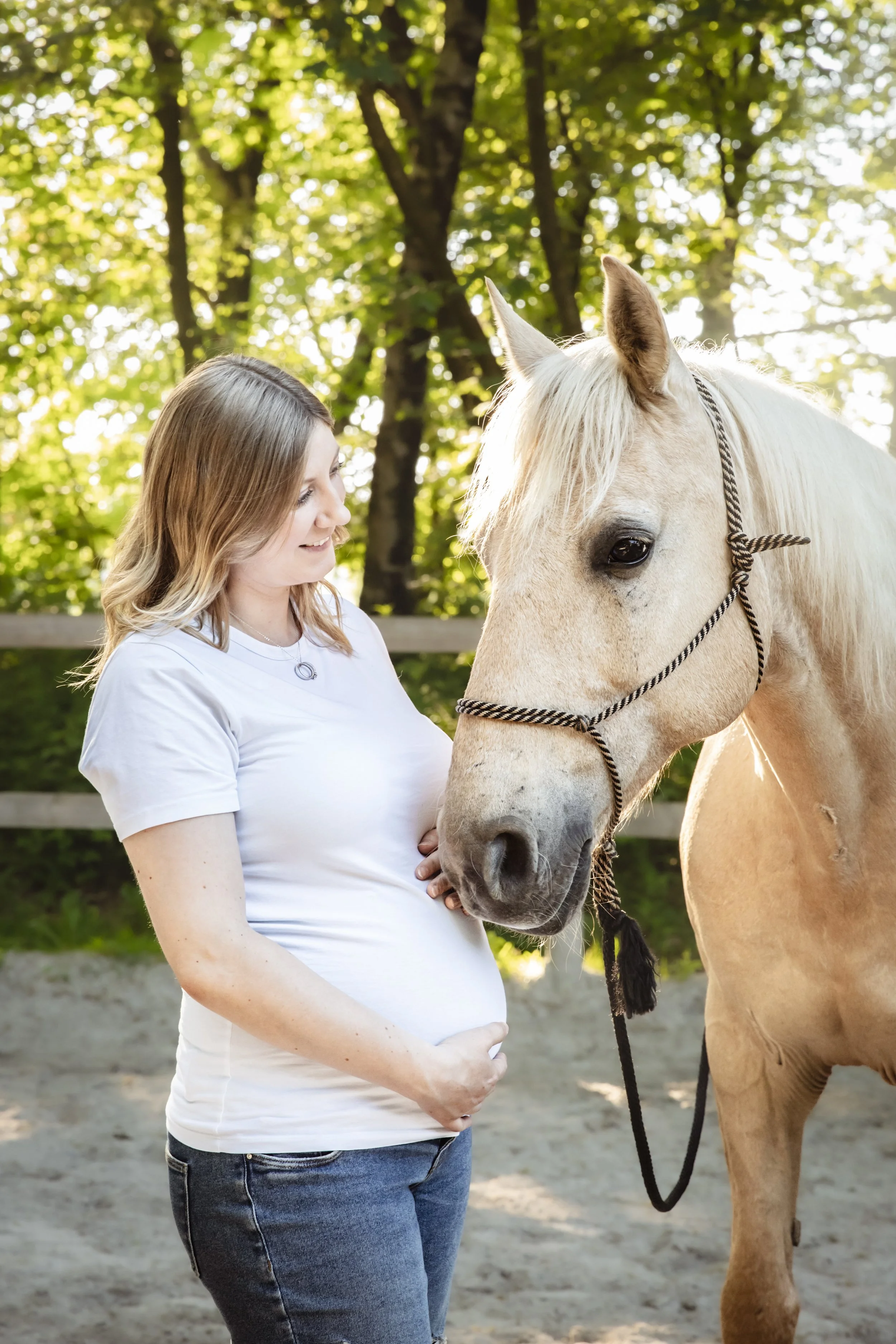 Babybauchshooting mit Pferd in der Eifel