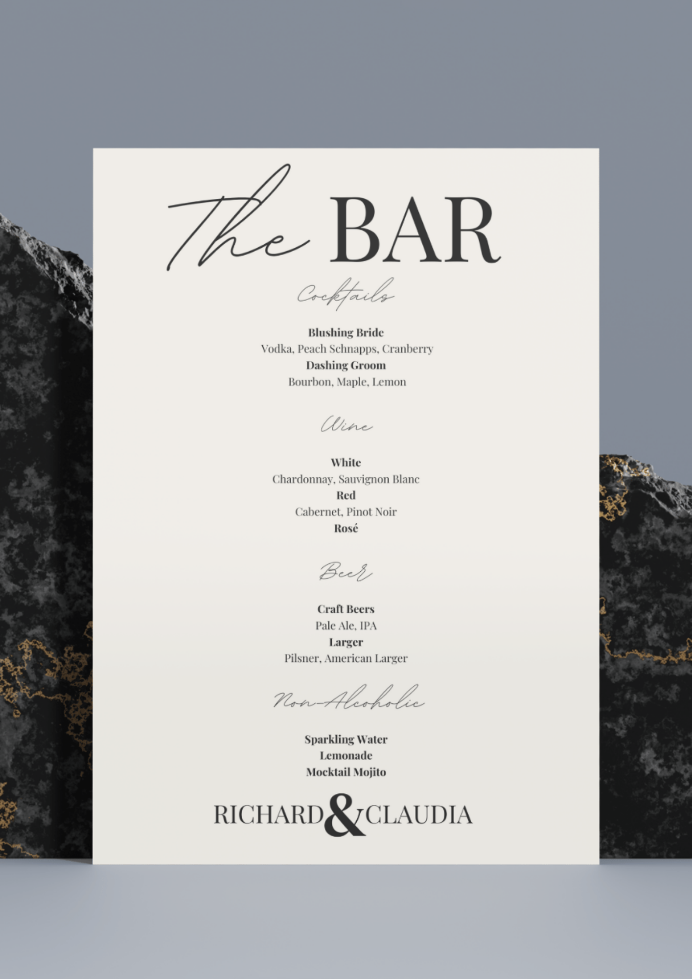 Stone Bar Menu