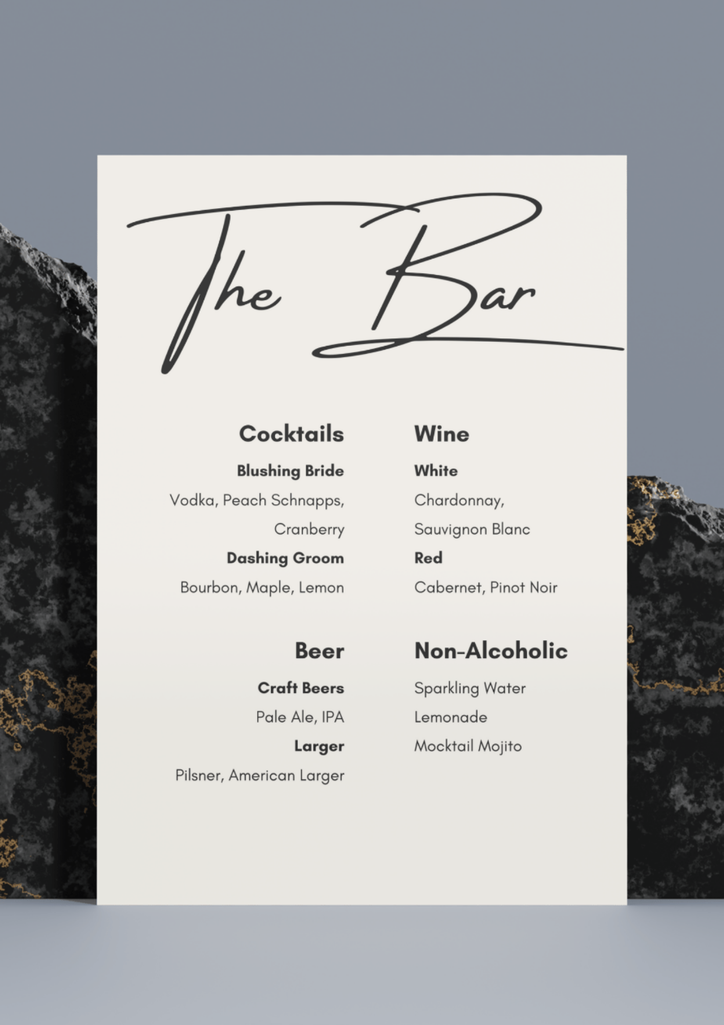 Slate Bar Menu