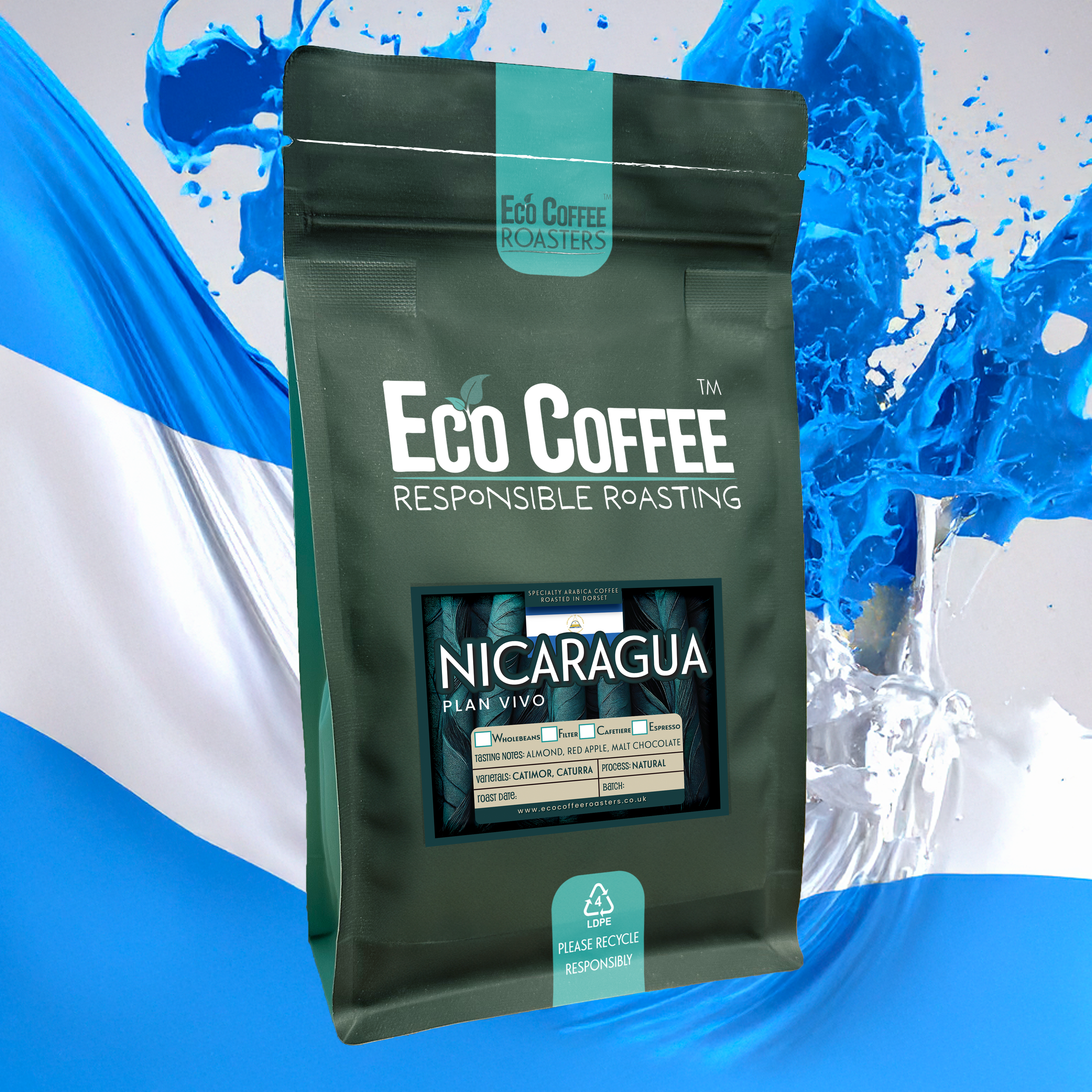 Nicaragua single origin coffee beans ground