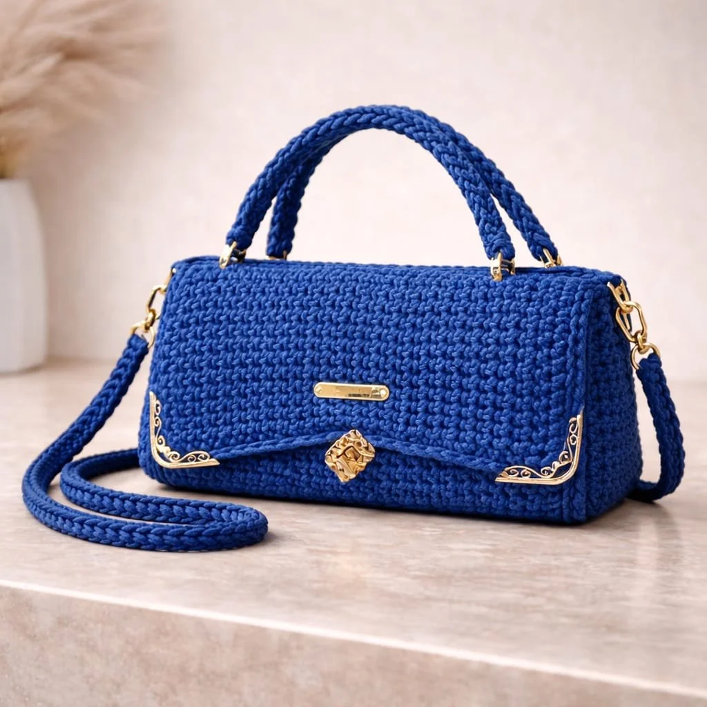 Pochette à bandoulière bleu | Crochet