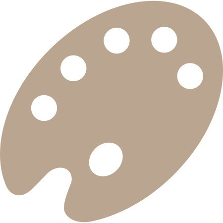 Palette de peinture beige avec sept trous pour les couleurs et un espace pour mélanger.