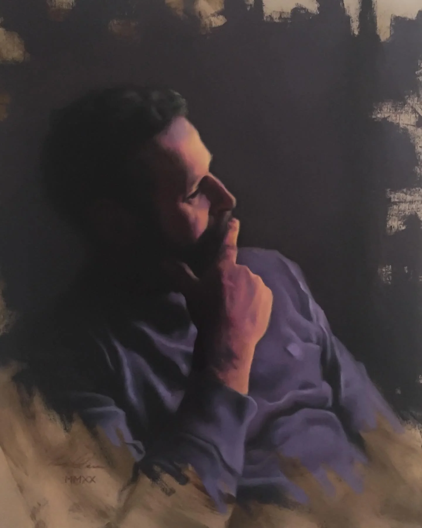 Oil portrait of my uncle Ash that I completed back in 2020. 
He played a huge part in shaping my music taste when I was younger, was introduced to a lot of great metal bands thanks to him. I was also very jealous of his WarHammer painting skills too!