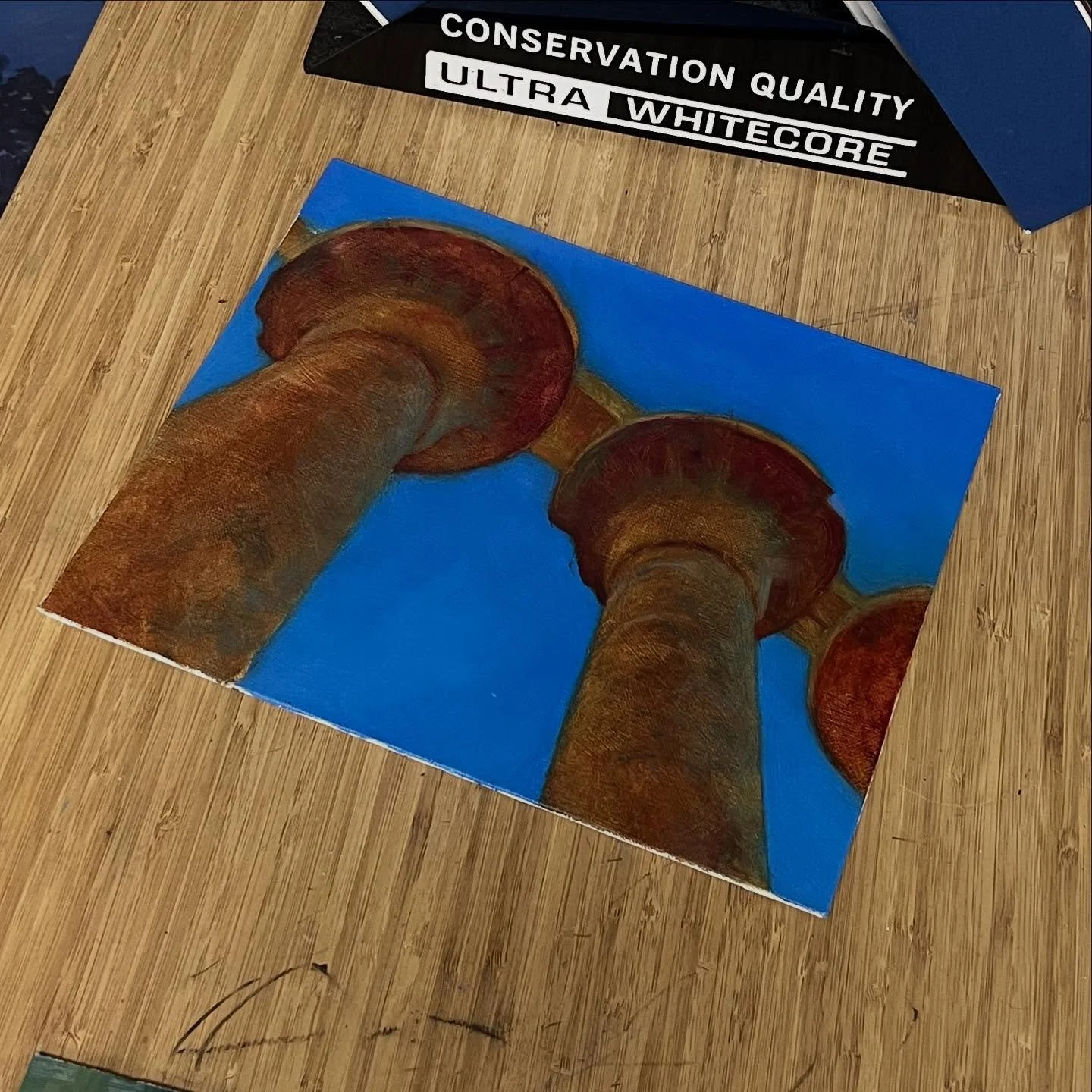 Another quick colour study of the columns at Karnak temple, Egypt. 
I&rsquo;ll paint the hieroglyphics in the next layer, was paying more attention to the subtle temperature shifts for this initial layer. I think this has given me a good foundation t