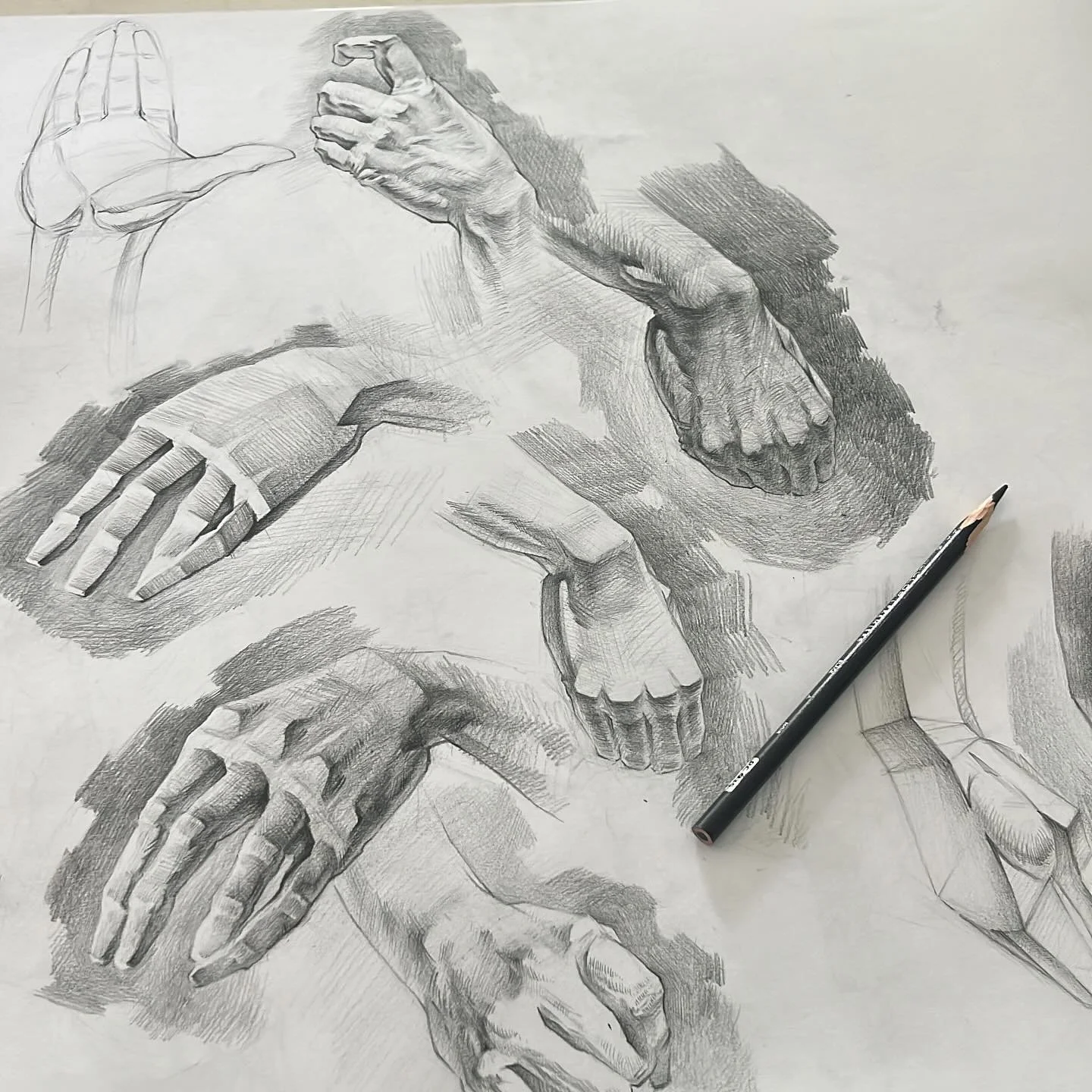 Getting plenty of hand practice for the next big painting 
.
#sketch #anatomystudy