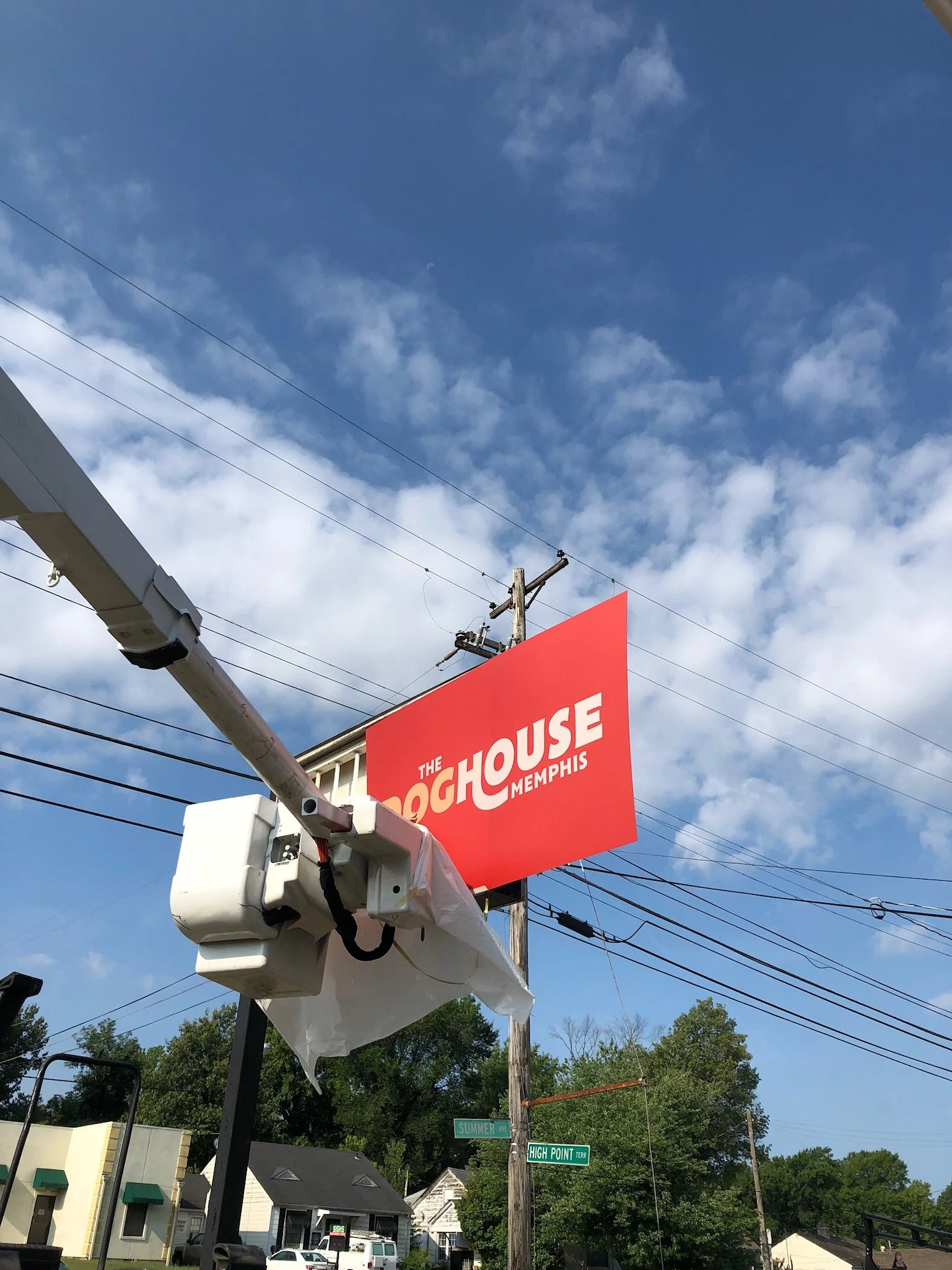 Installing our front sign.