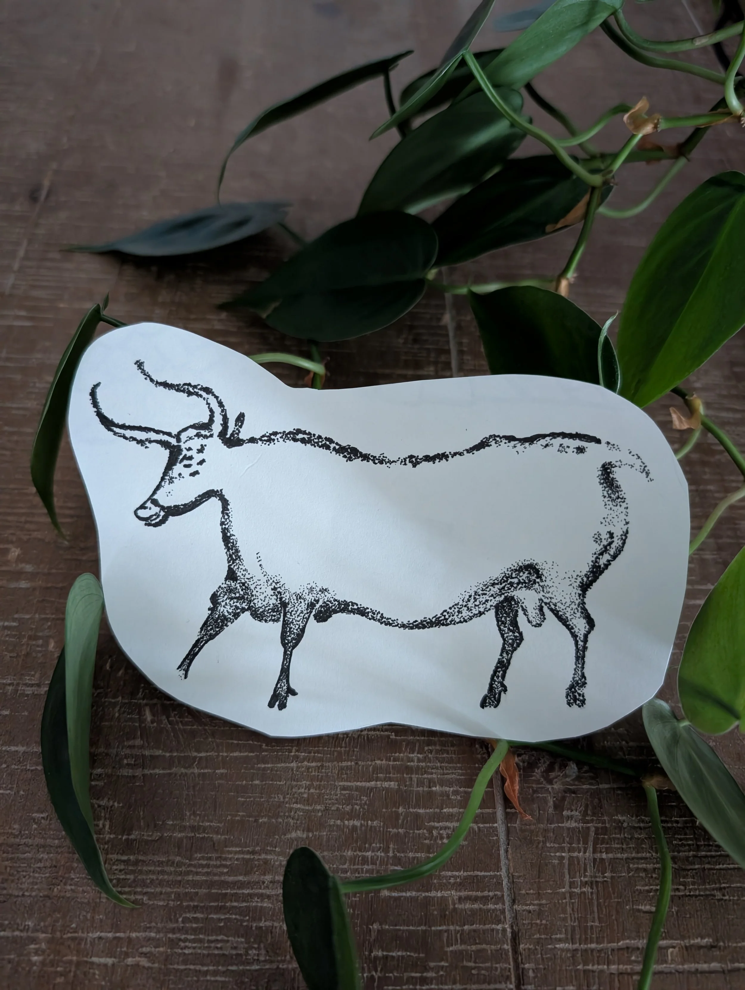 Lascaux - White Aurochs - 5 inches - $350