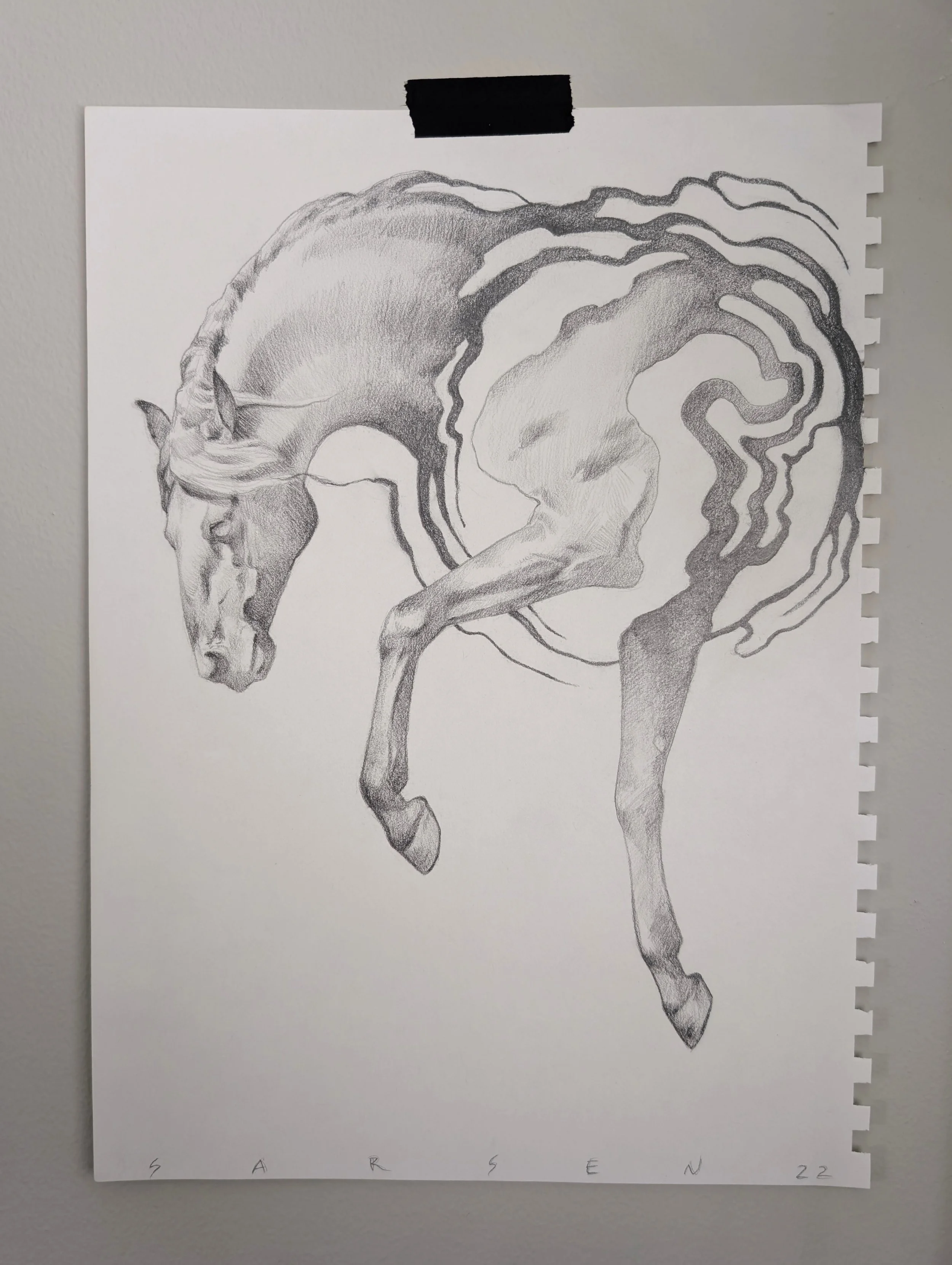 Abstract Horse - 10 inches - Estimated sessions: 3 - Ideal placements: Thigh, sternum, shoulder