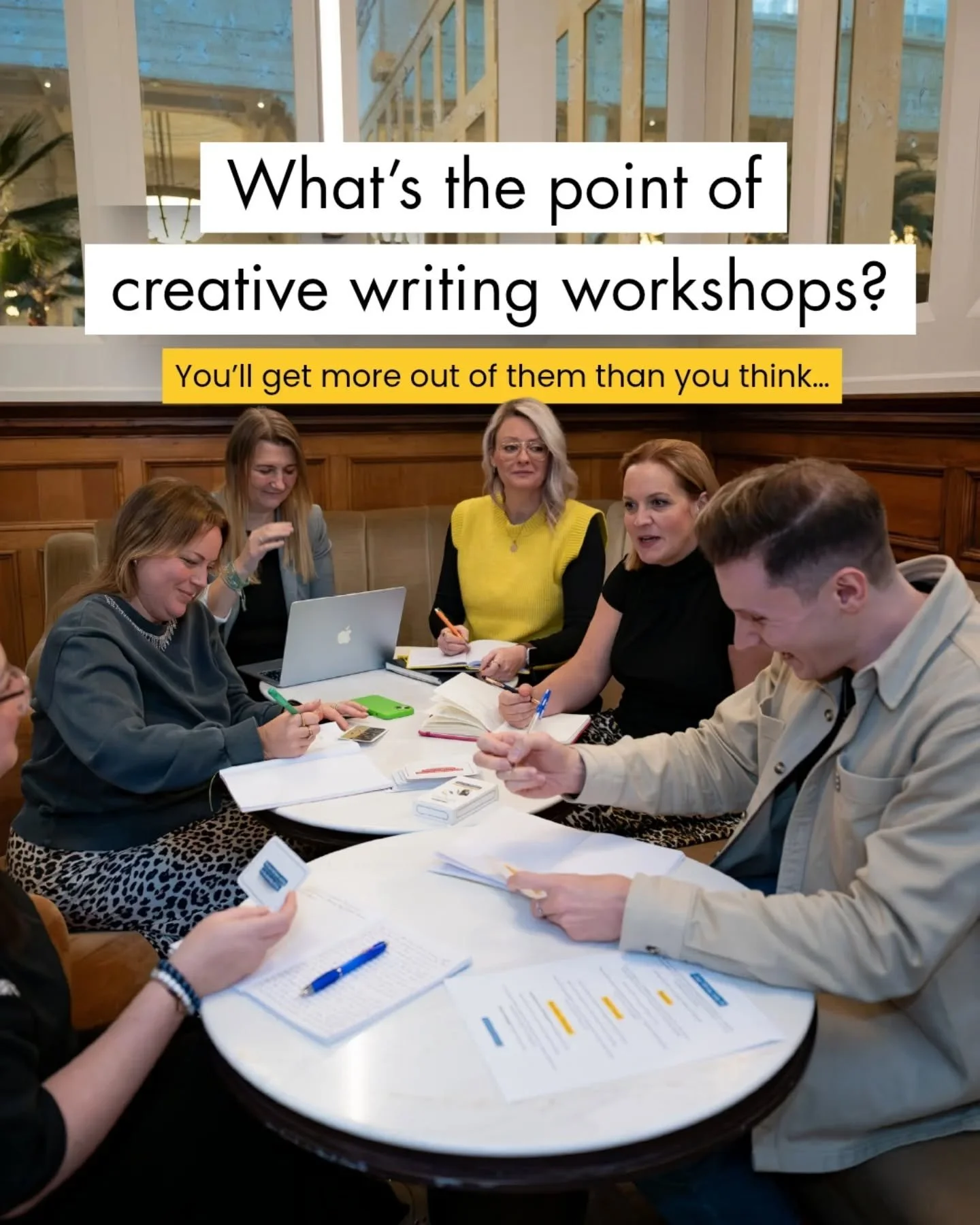 They might look simple on the surface, but my creative writing workshops are carefully designed.

My approach blends elements of both creative writing and expressive writing to provide you with both structure and spontaneity that helps you tap into t
