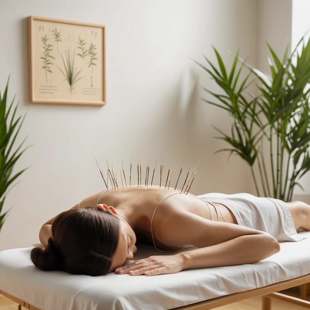acupuncture bad back of women