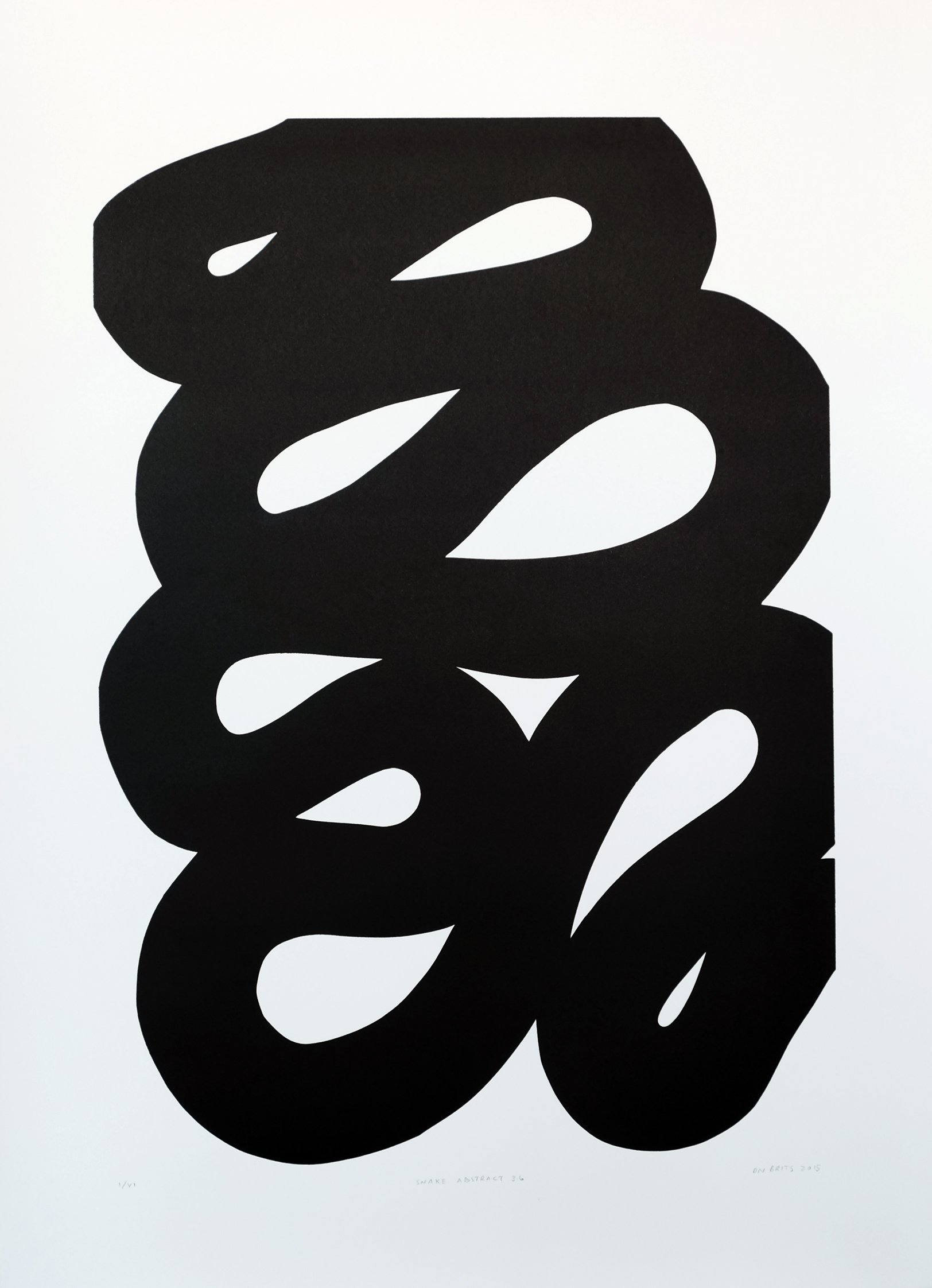 Snake Abstract 3.6. 2015. Linocut on Zerkall Litho Paper. 76x55cm