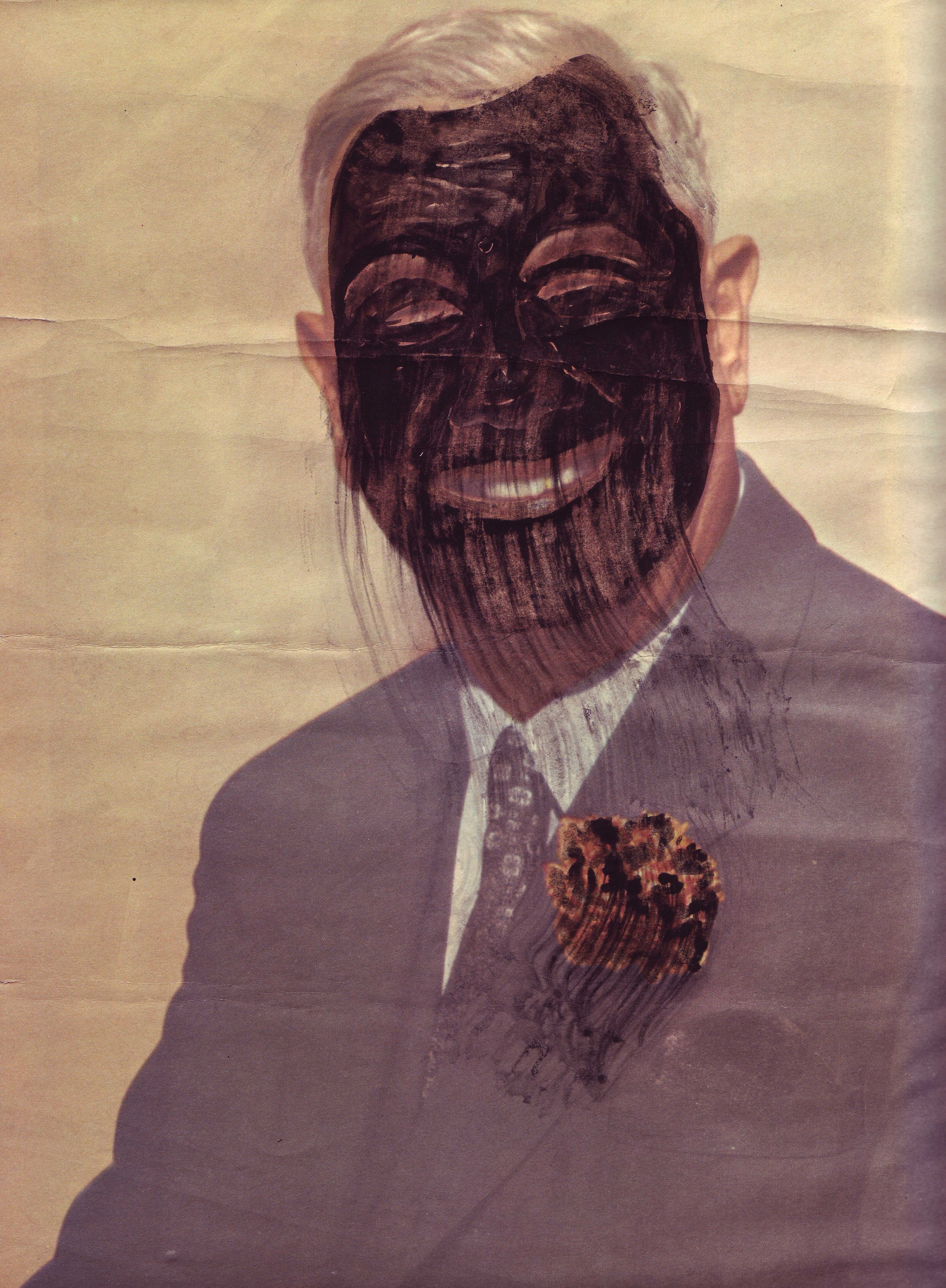 Blackface (Verwoerd) (2010) Gouache on Found Object. 21x30cm