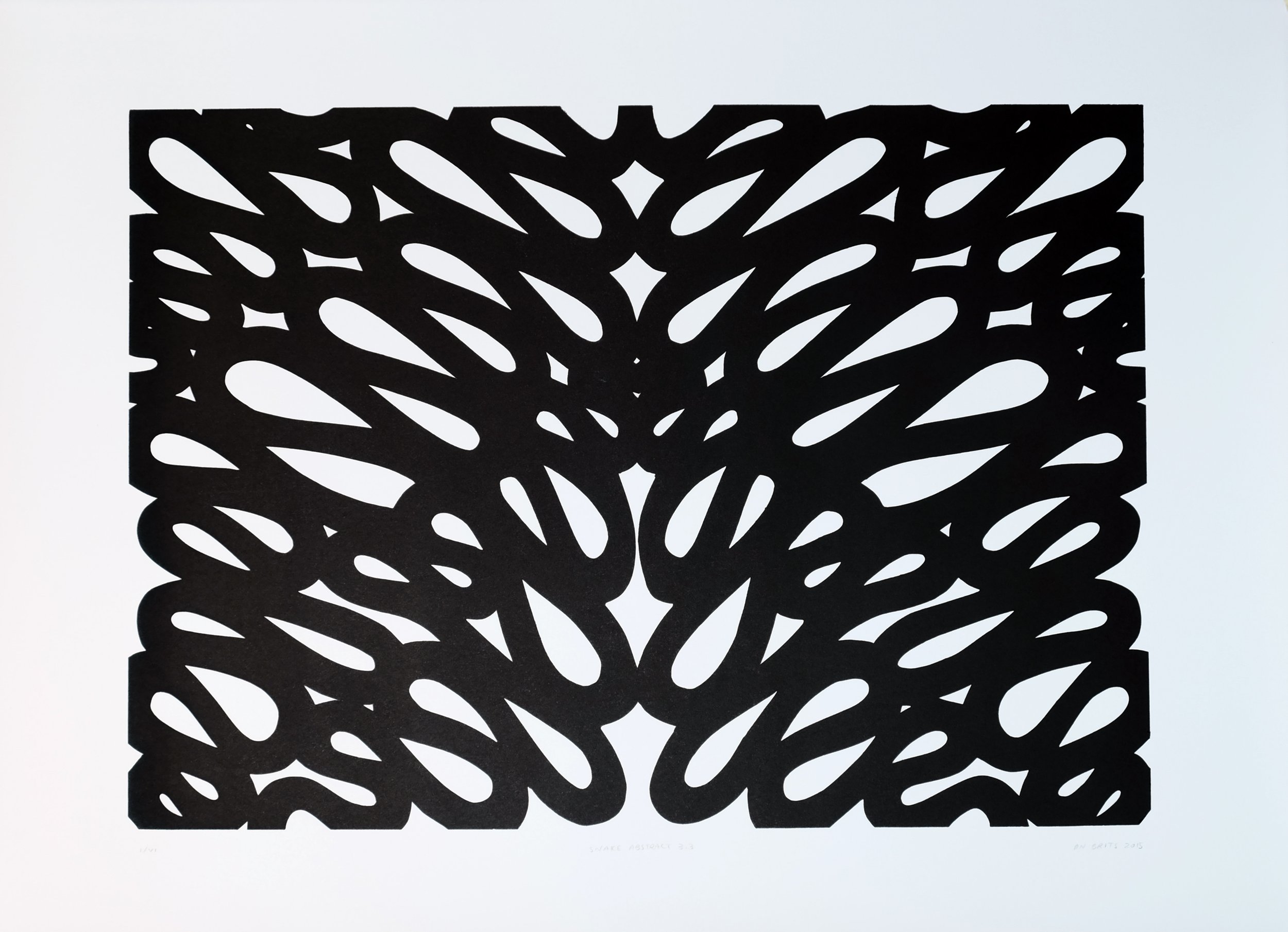 Snake Abstract 3.3. 2015. Linocut on Zerkall Litho Paper. 55x76cm