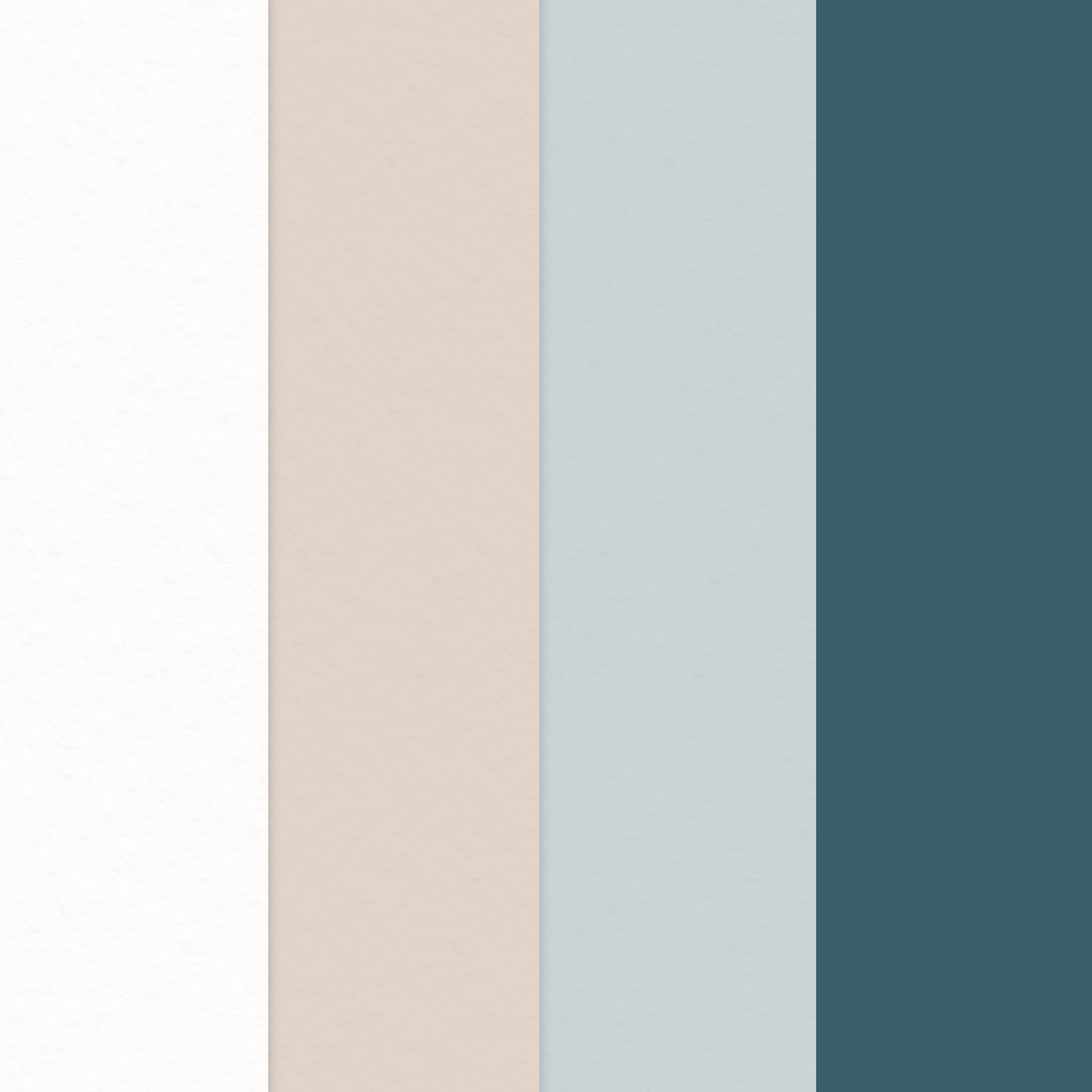 Four vertical color strips: white, beige, light blue, and dark teal.