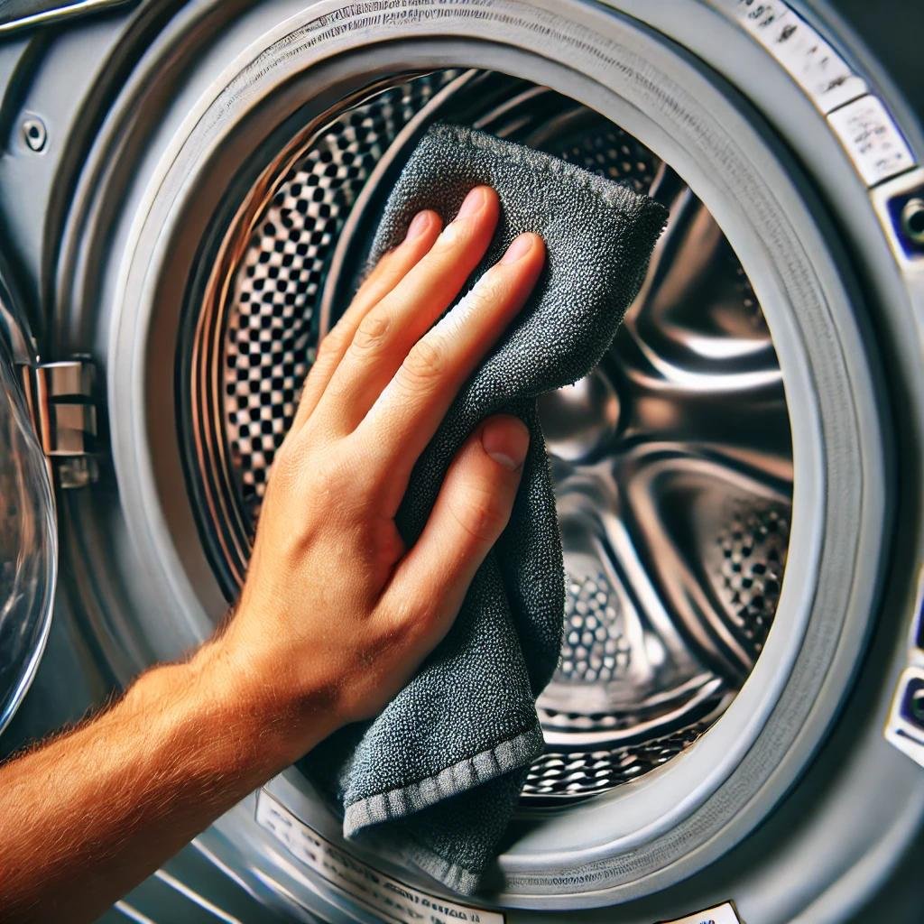 person cleaning washing machine in Burlington Ontario