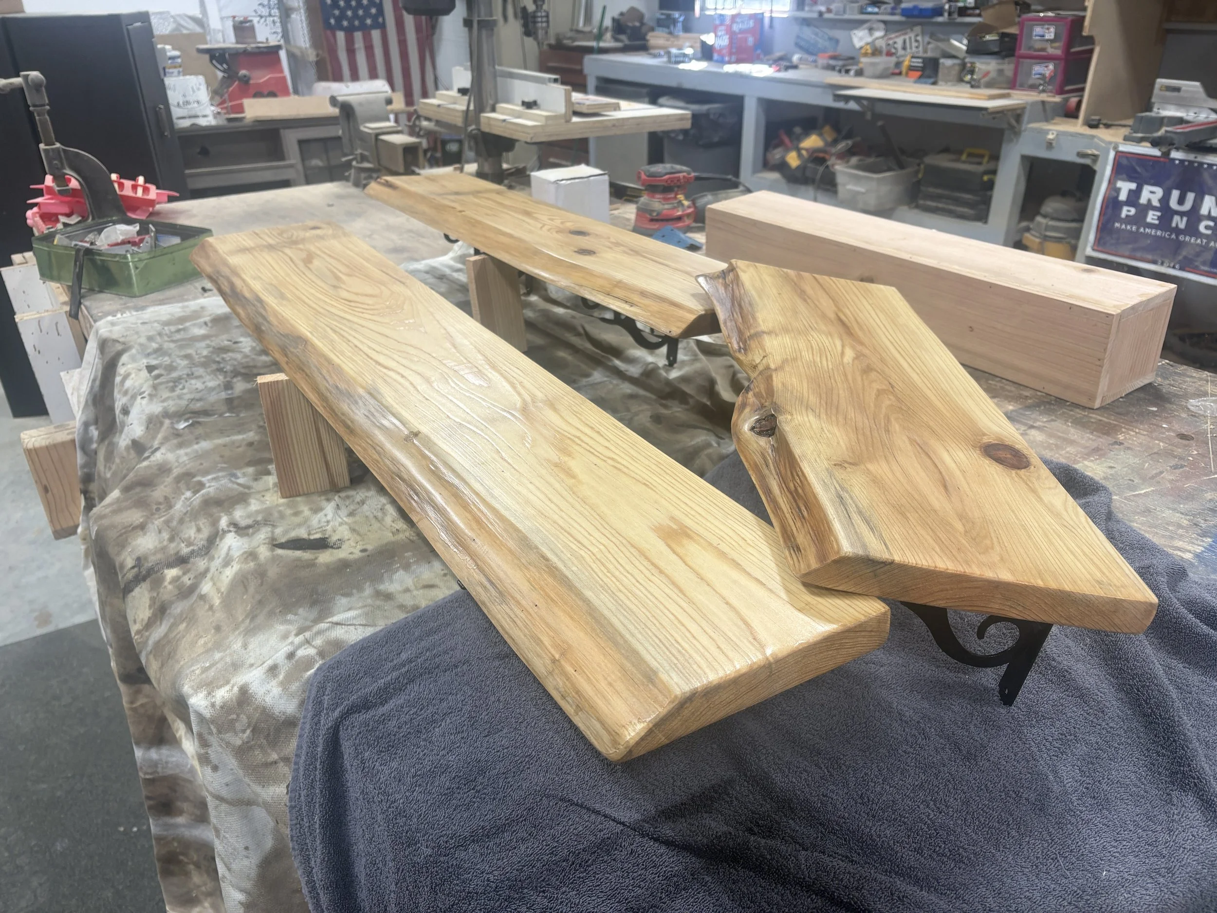 Cypress Live Edge Shelves w/Brackets