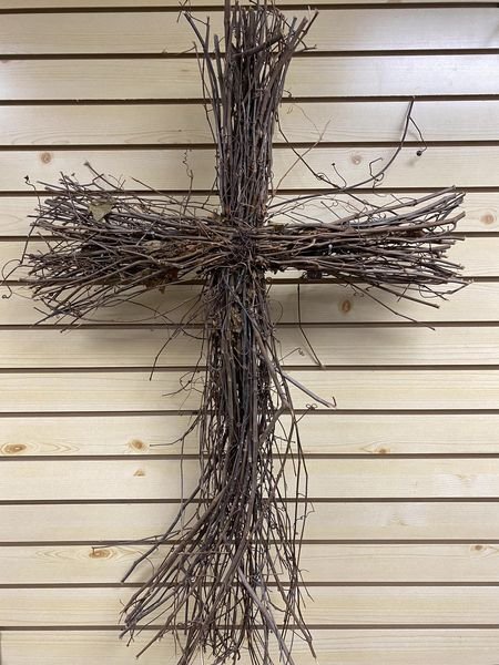 Grapevine Cross with flowers