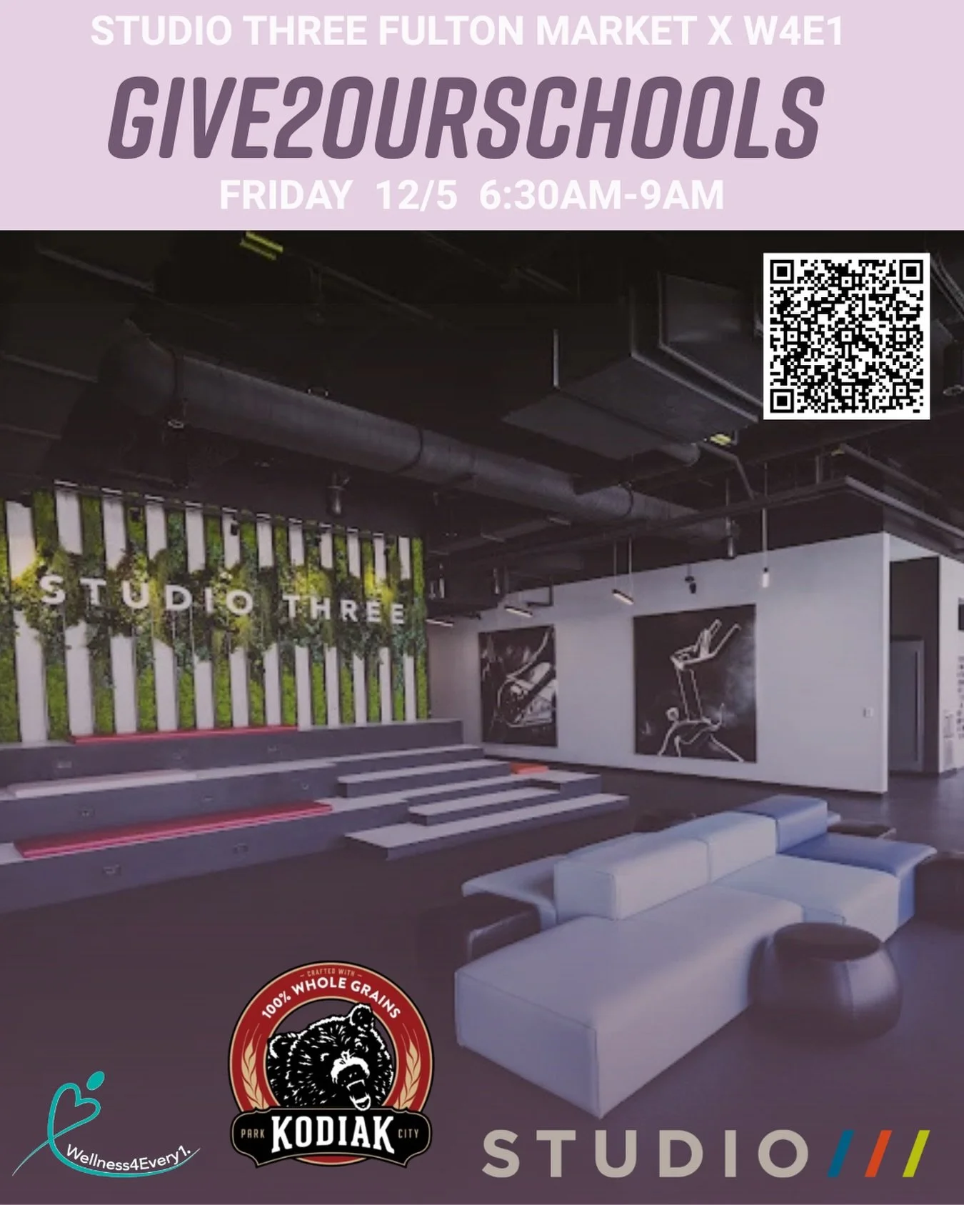 Wellness4Every1 community, if you&rsquo;re subscribed to our email list there&rsquo;s been a slight adjustment for tomorrow&rsquo;s pop up! We will be @studiothree Fulton Market from 6:30am-9am. 

End your Giving Week off with fun fitness or flow at 