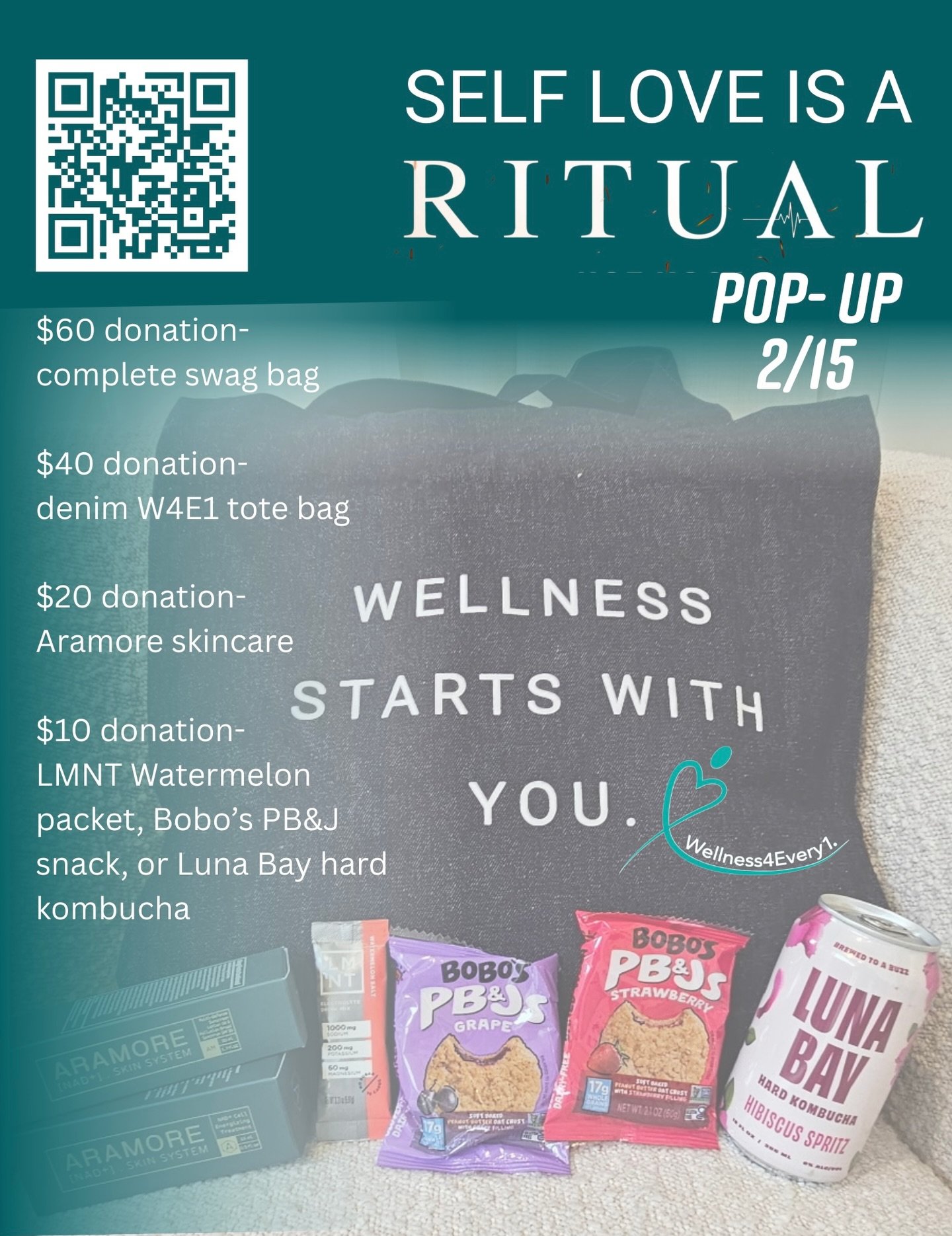 Join us this Sunday from 8am-11:30am as we pop up @lakeviewsrituals for Self Love is a RITUAL! 

Everyone who donates to Wellness4Every1 will receive products from our amazing event partners @aramoreskincare @drinklmnt @eatbobos @drinklunabay ❤️🌹

T