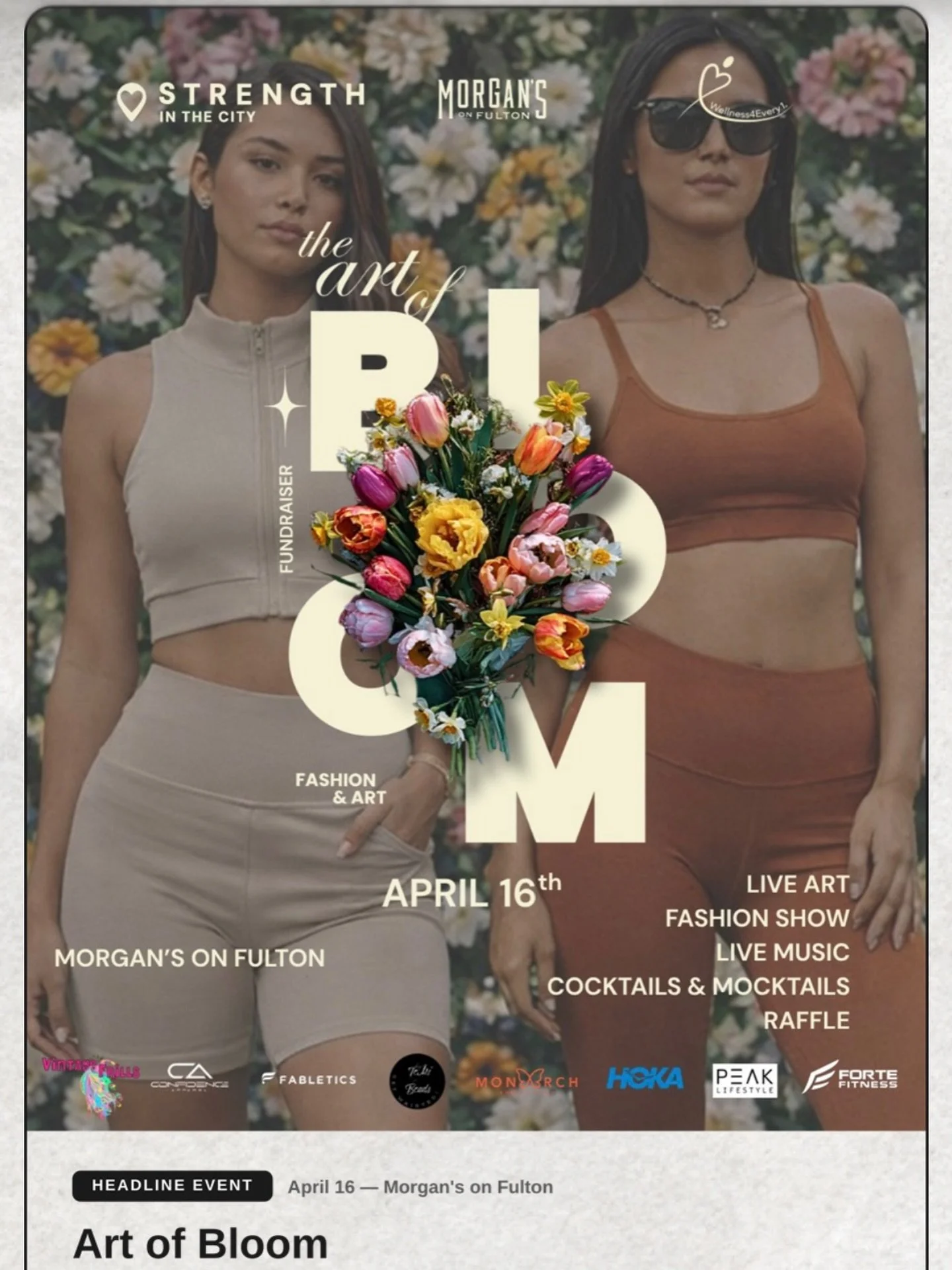 The time has come to announce our apparel partners for next week&rsquo;s Art of Bloom! 

We&rsquo;re so grateful to collaborate with @vintagefrills @fabletics @hoka @peaklifestyle.official @fortefitnessofficial 
 and @shop.confidence 🧘🏾&zwj;♀️

Be 
