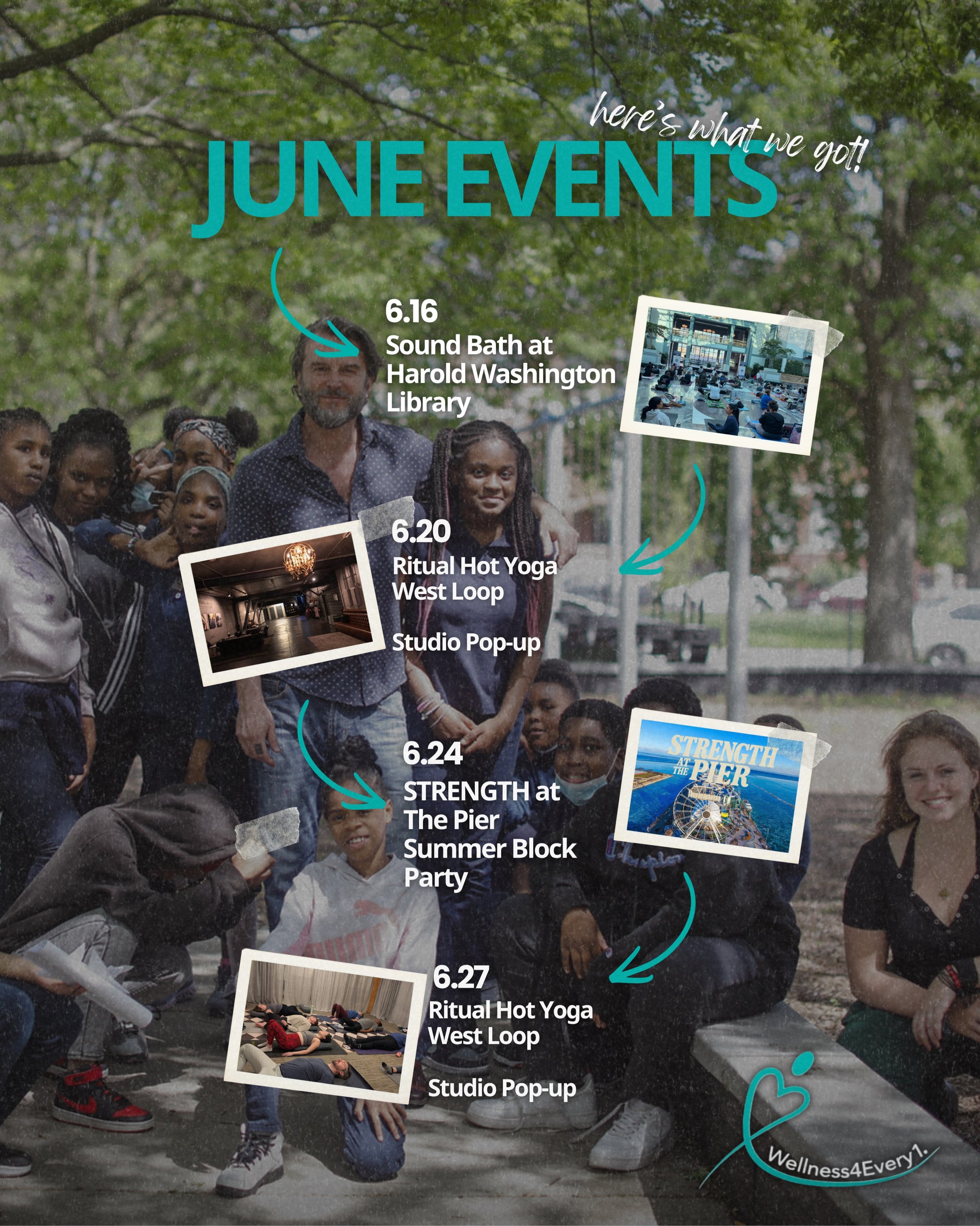 June is here and Wellness4Every1 is showing up! 🌿✨
Want more events?
Check out our full June schedule and come move, breathe, and connect with us this month. Link in bio. 🔗

#chicago #chicagoevents #wellnessevents