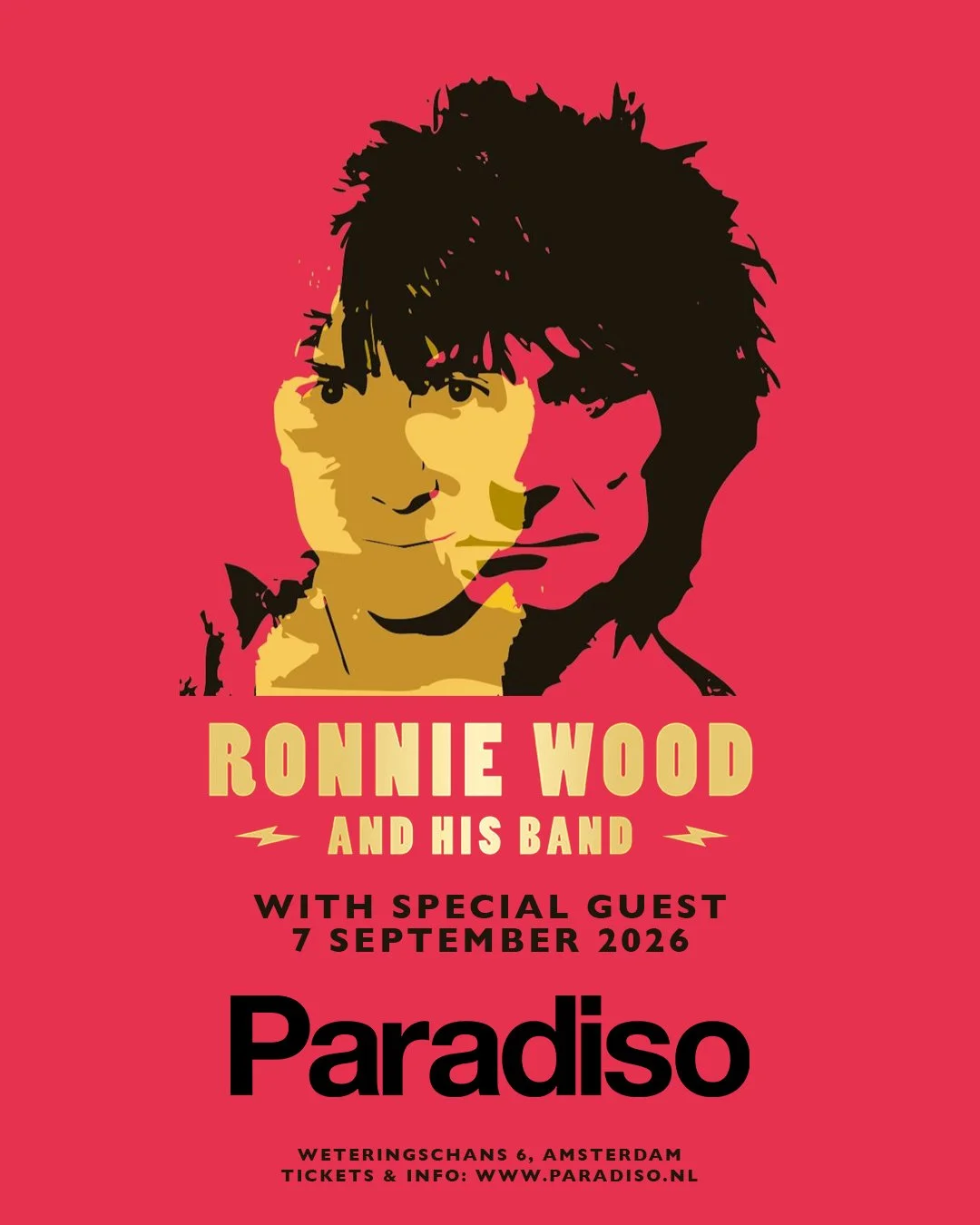 @ronniewood and his band to play @paradisoadam in Amsterdam on September 7th 2026 🎸

Tickets will go on sale at 11am on Friday March 13th (local time)