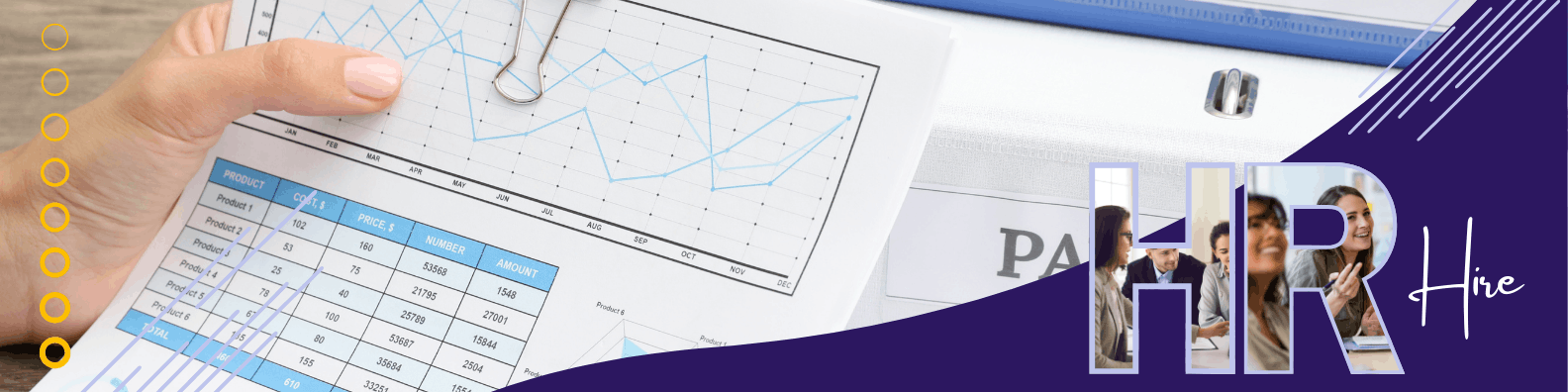 HR Hire banner with payroll background