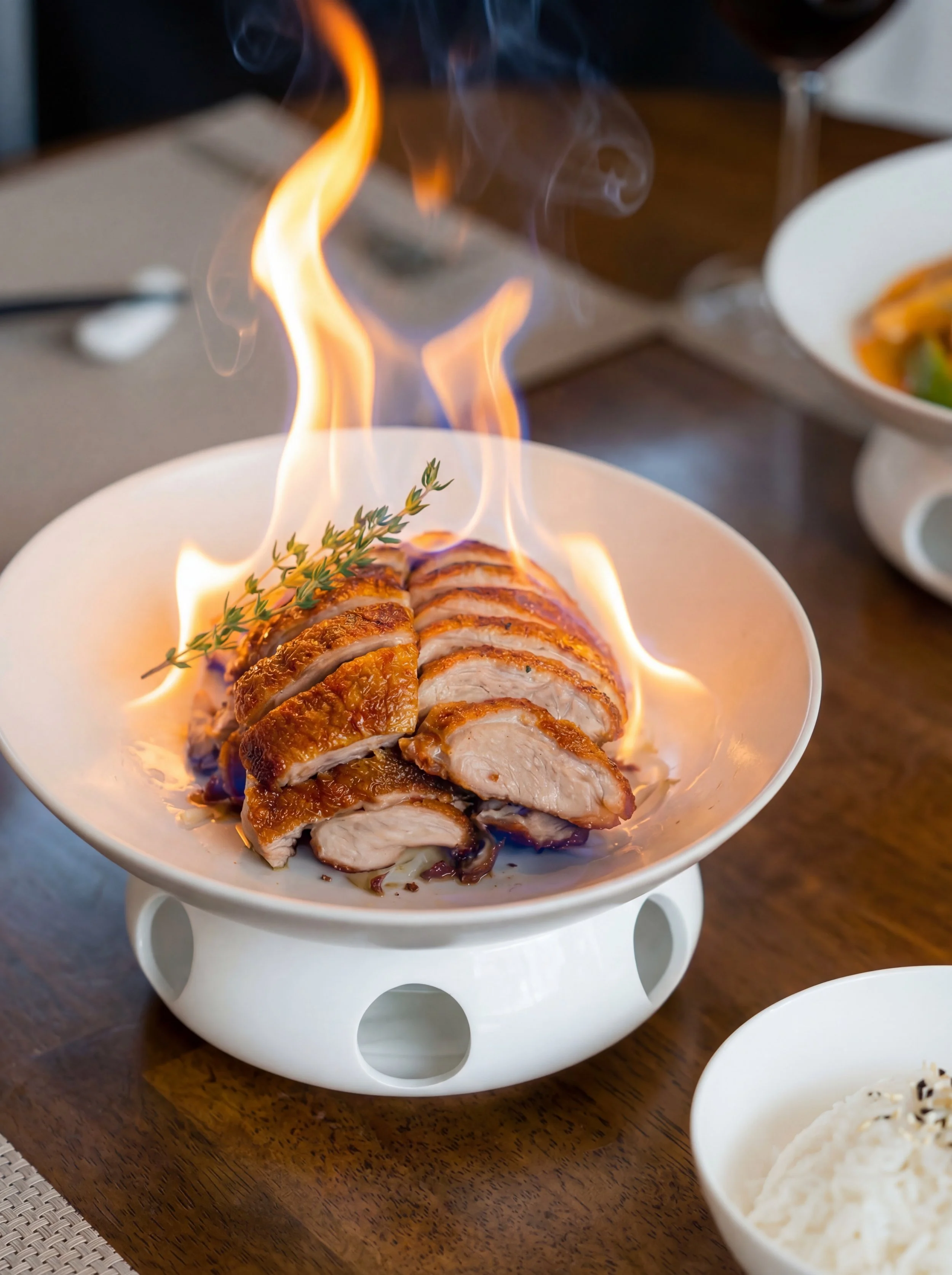 Canard grillé et flambé