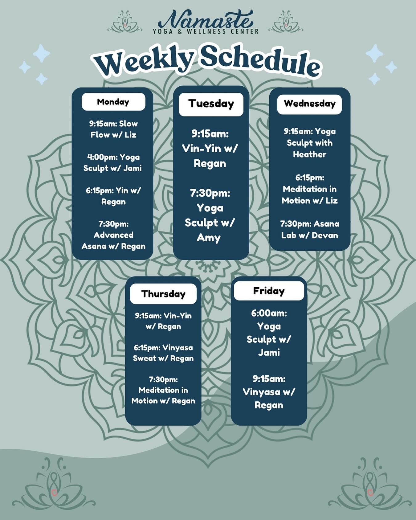 Weekly Schedule 6/9-6/13