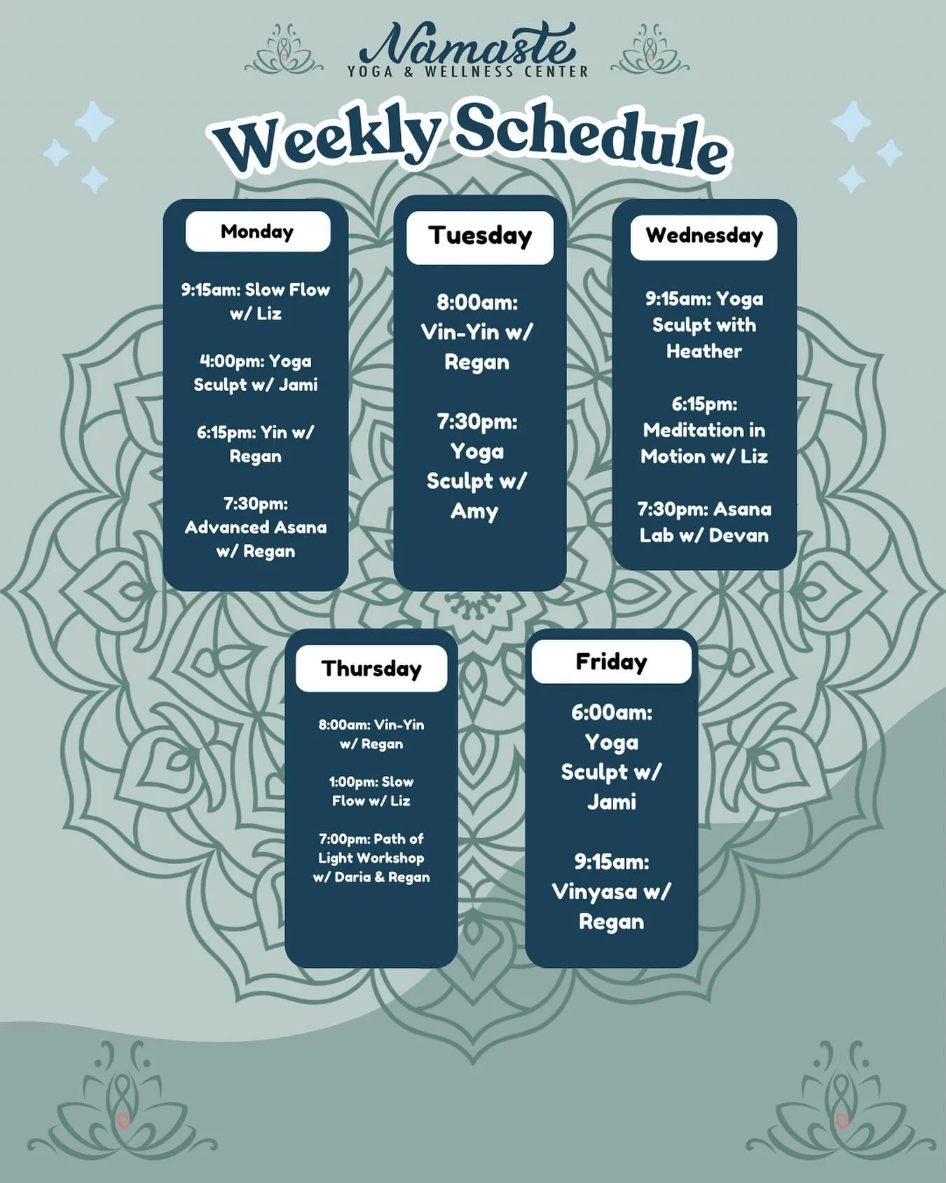 Schedule for 7/7-7/11