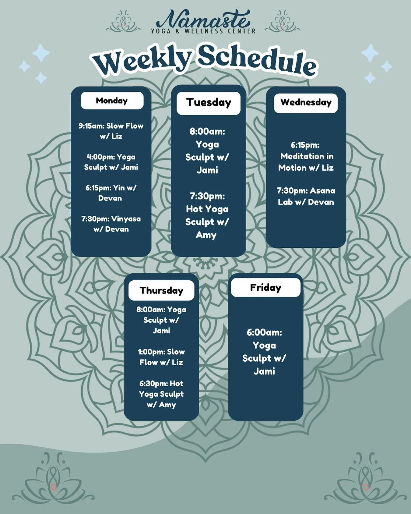 Vacation Week Schedule 7/13-7/18