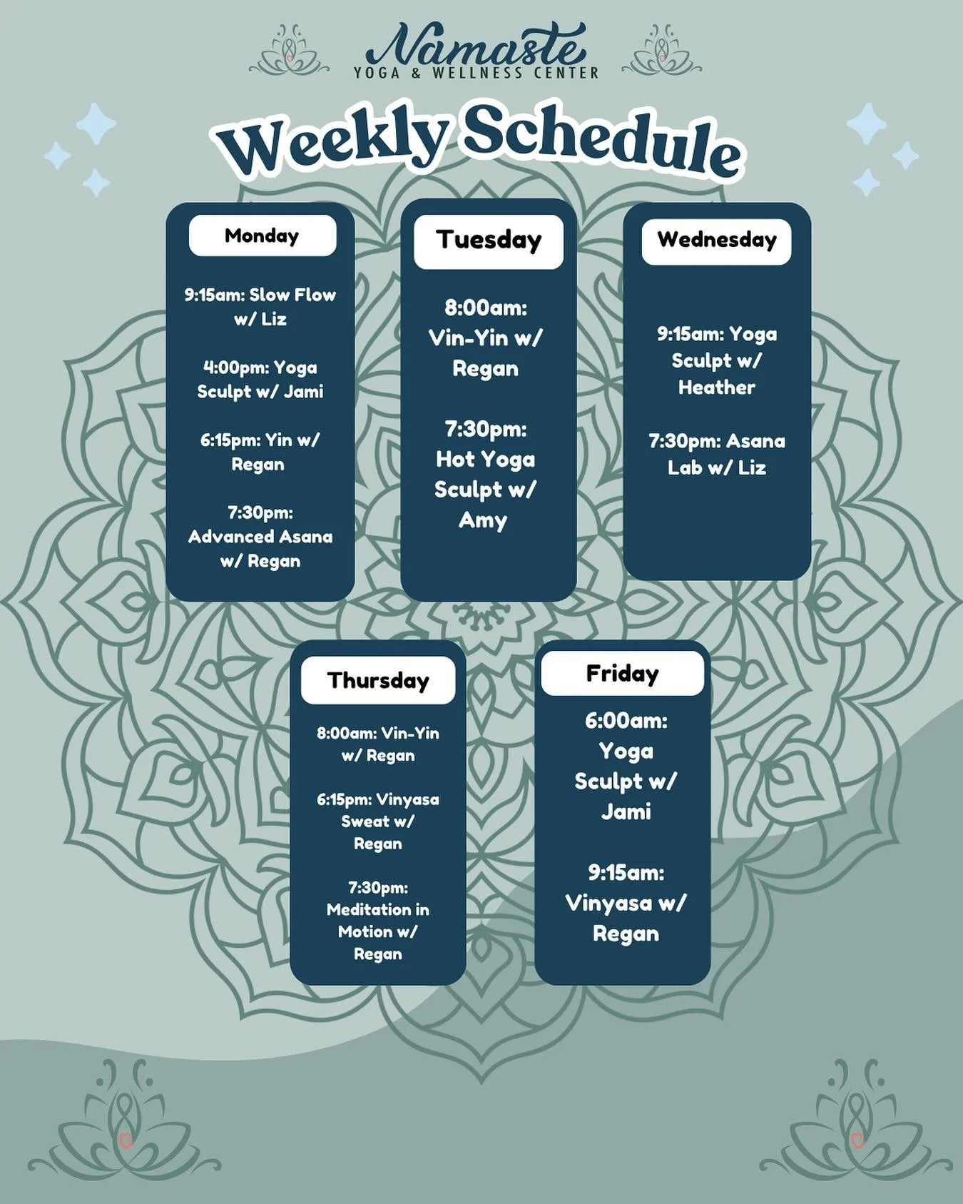 Weekly Schedule 7/20-7/24